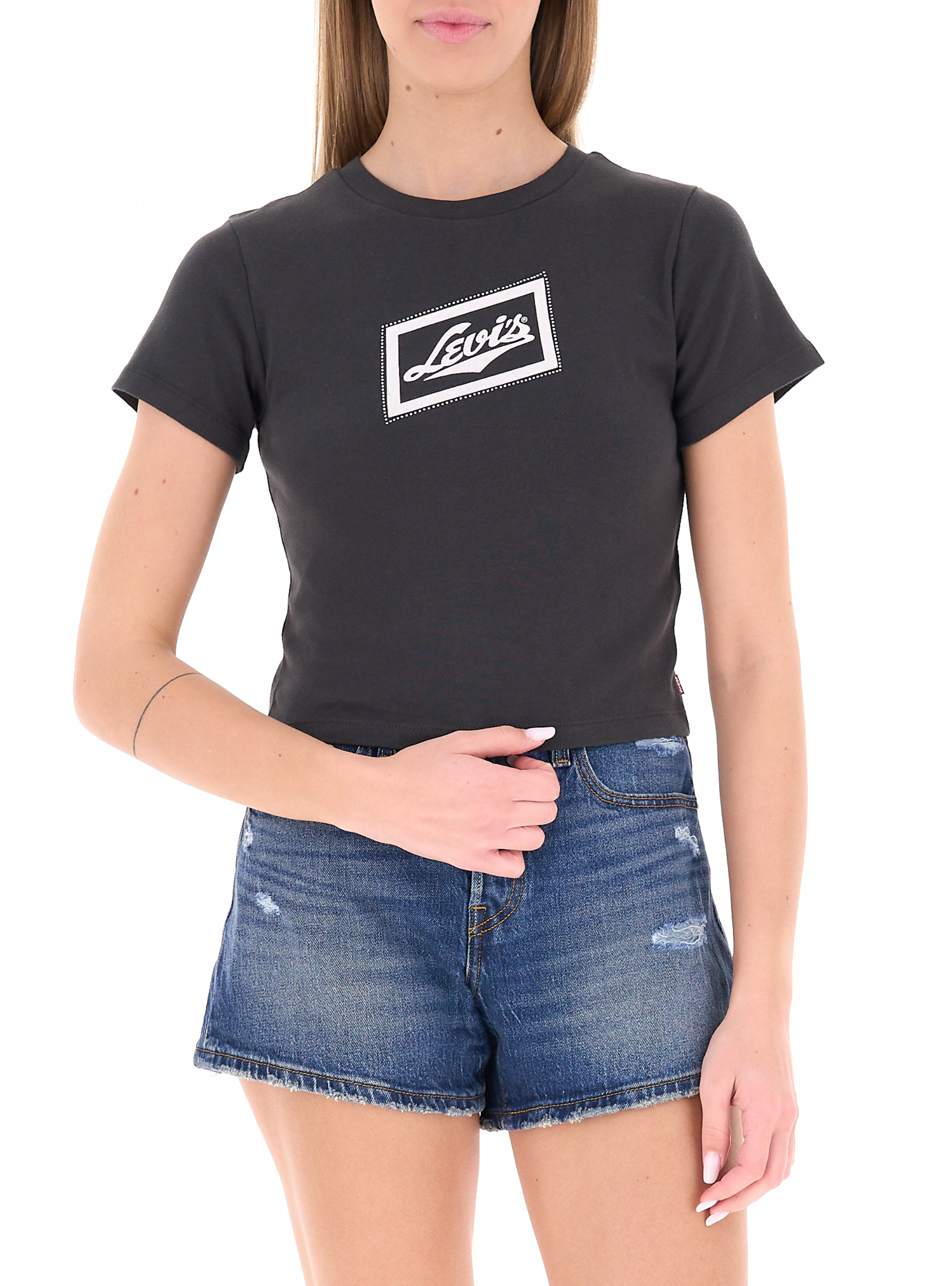 T-shirt cropped LEVI'S ANTRACITE