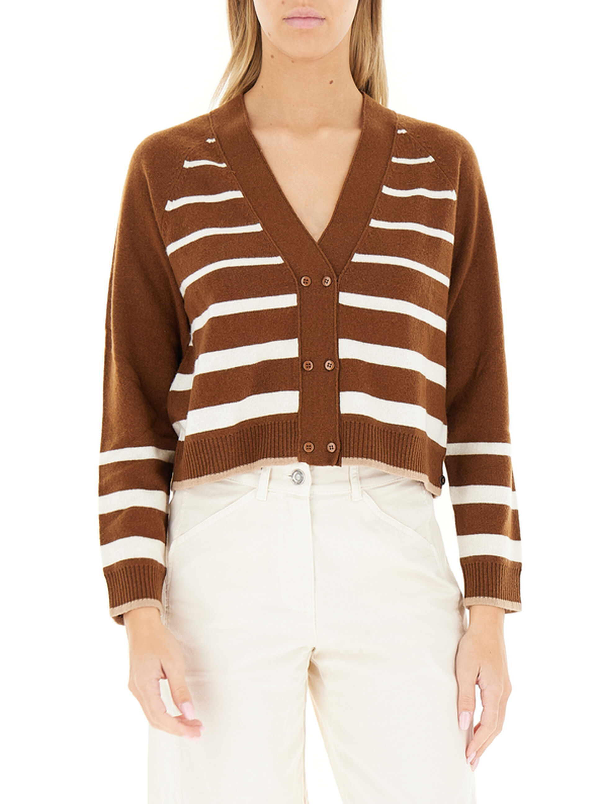 Cardigan scollo a V MARRONE M