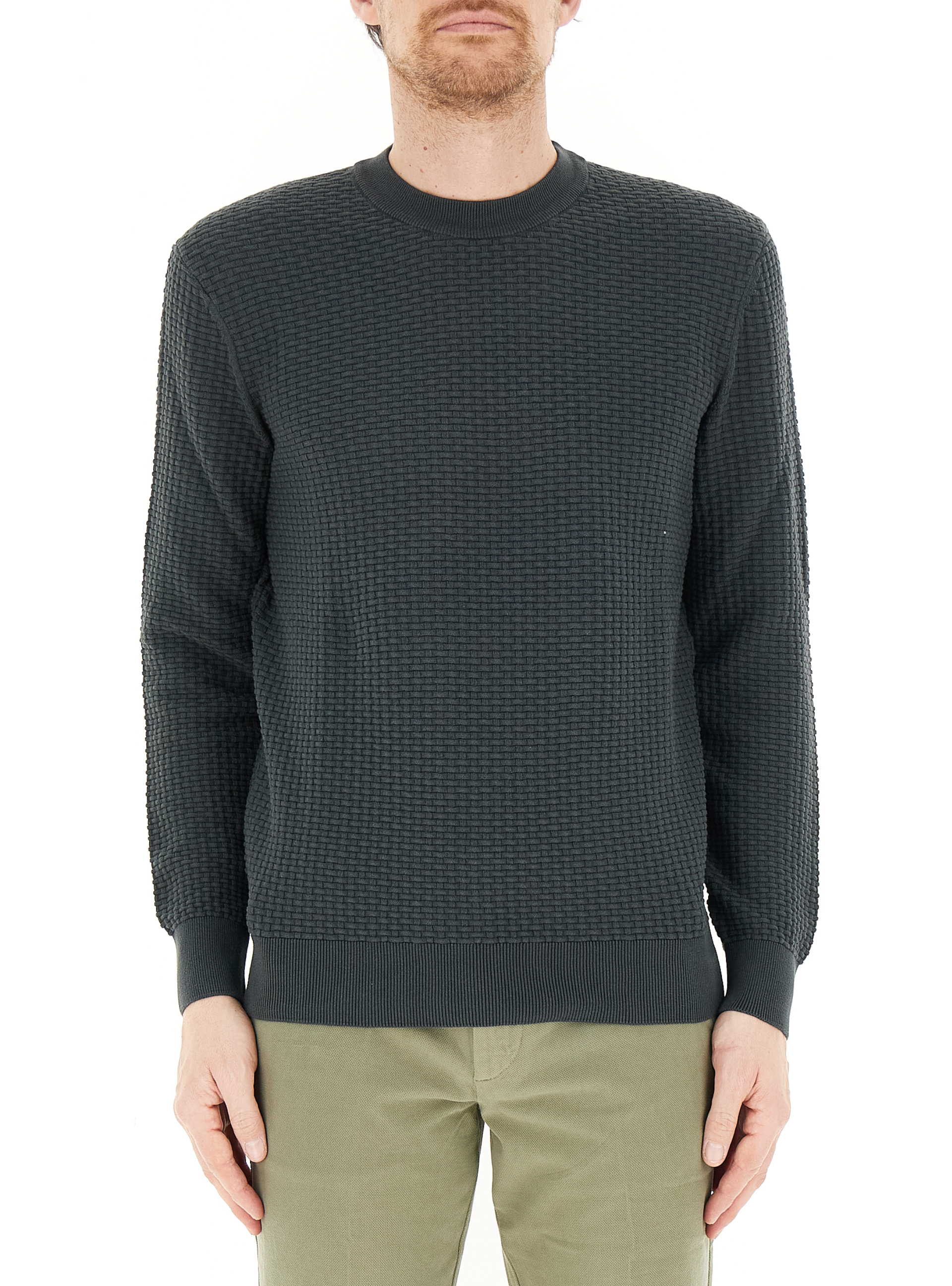 Maglione in cotone BOSS VERDE SCURO L