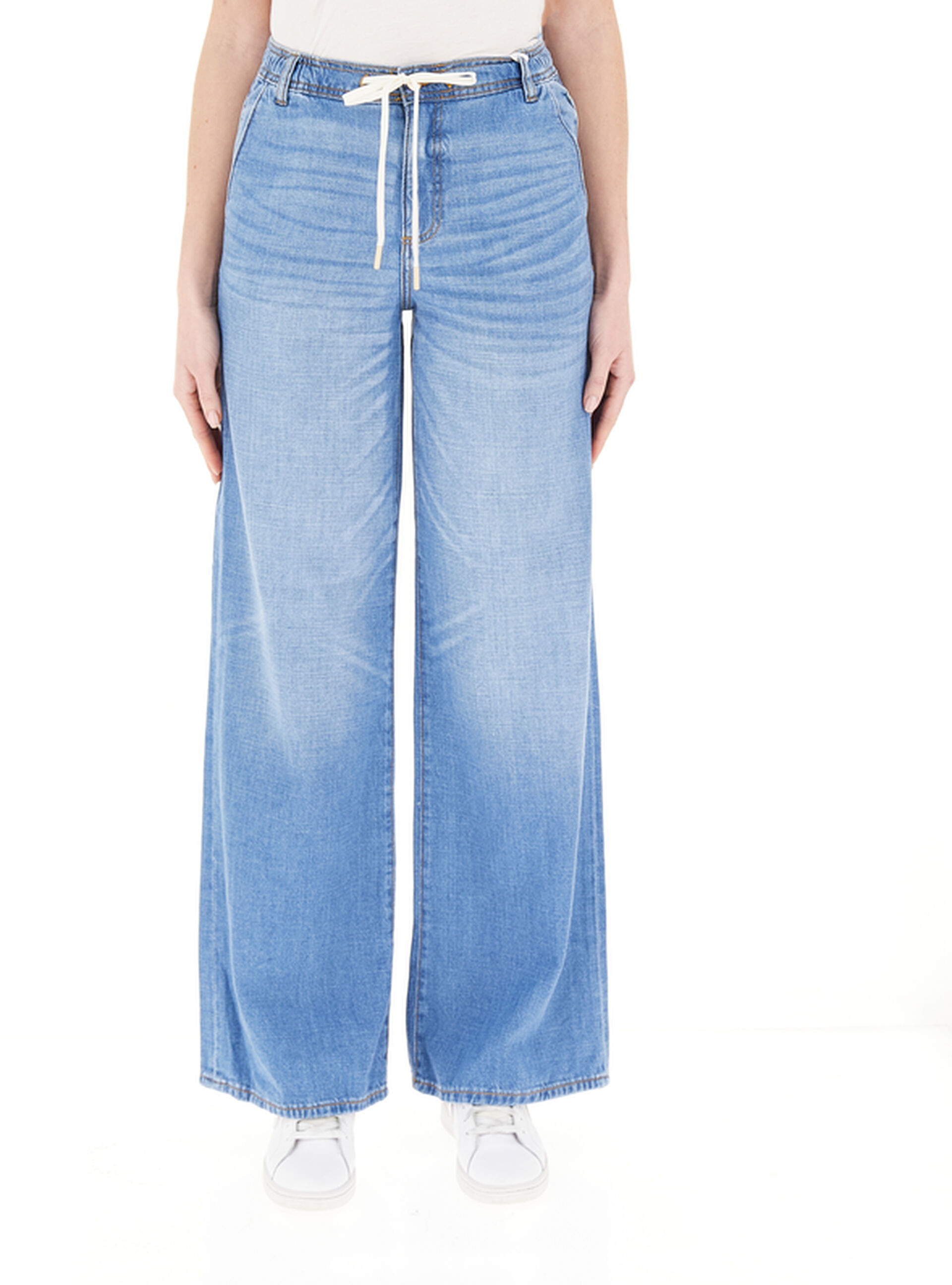 Jeans wide leg BLU CHIARO