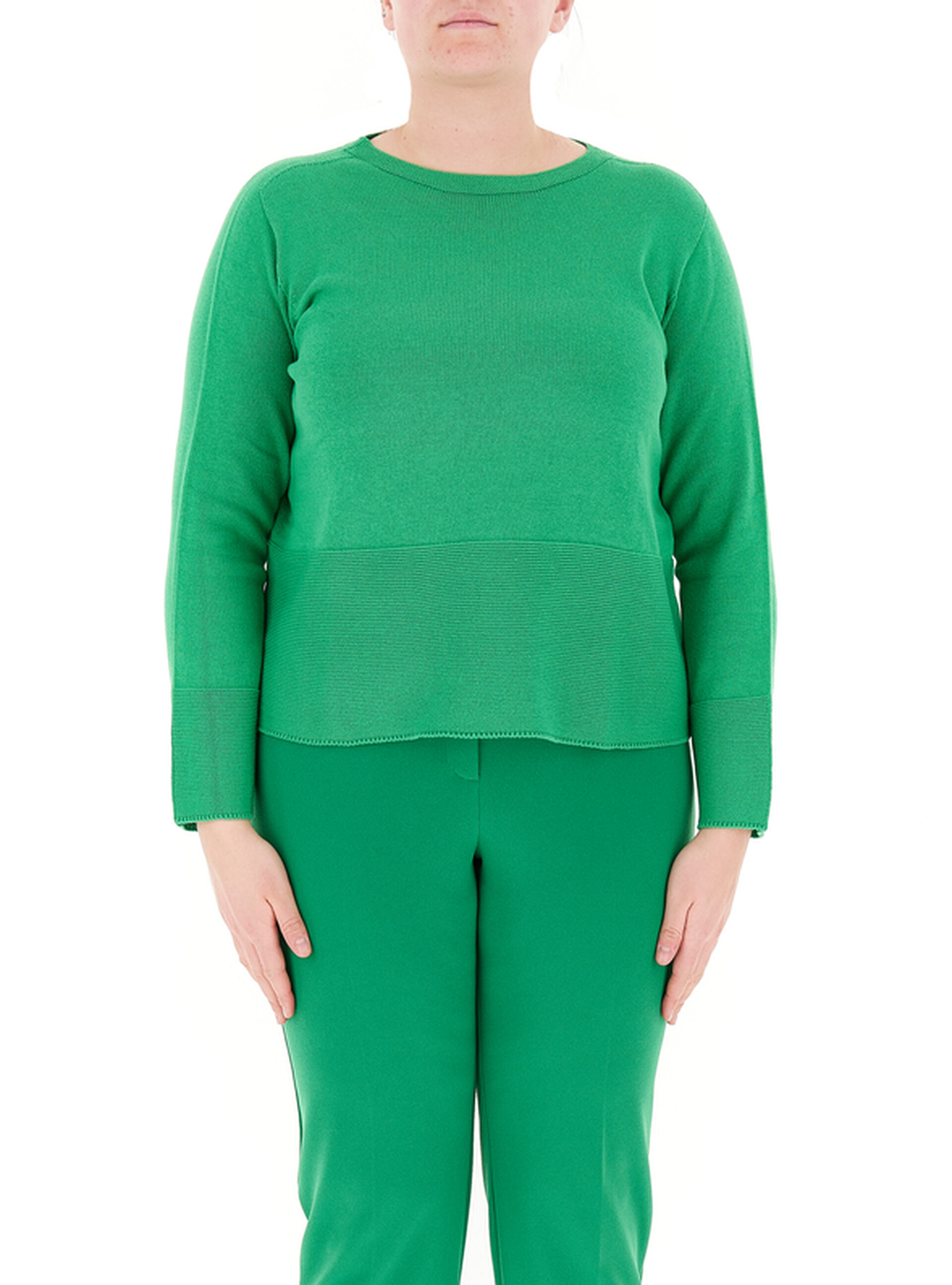 Maglione girocollo cotone VERDE S