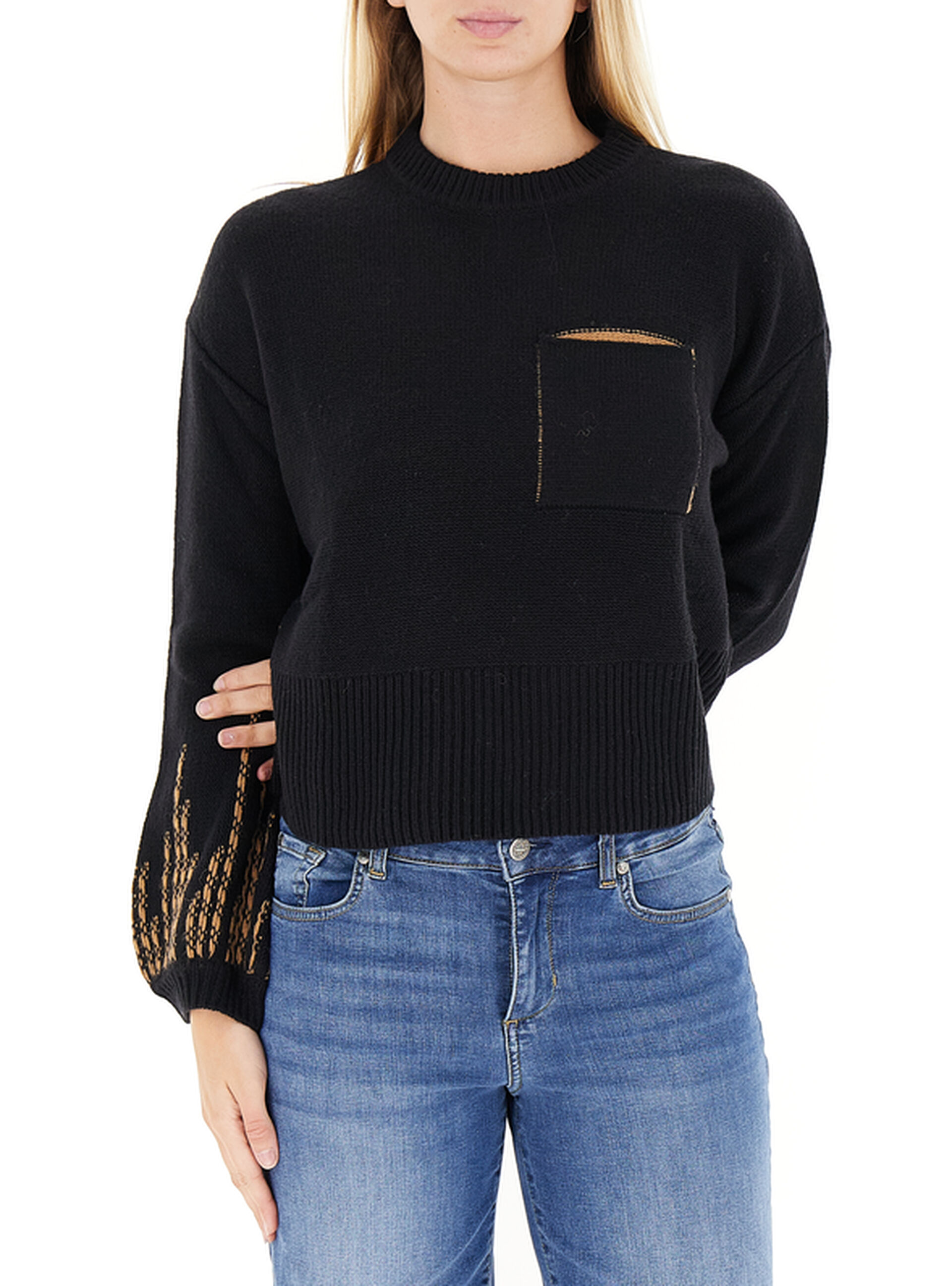 Maglione misto lana NERO