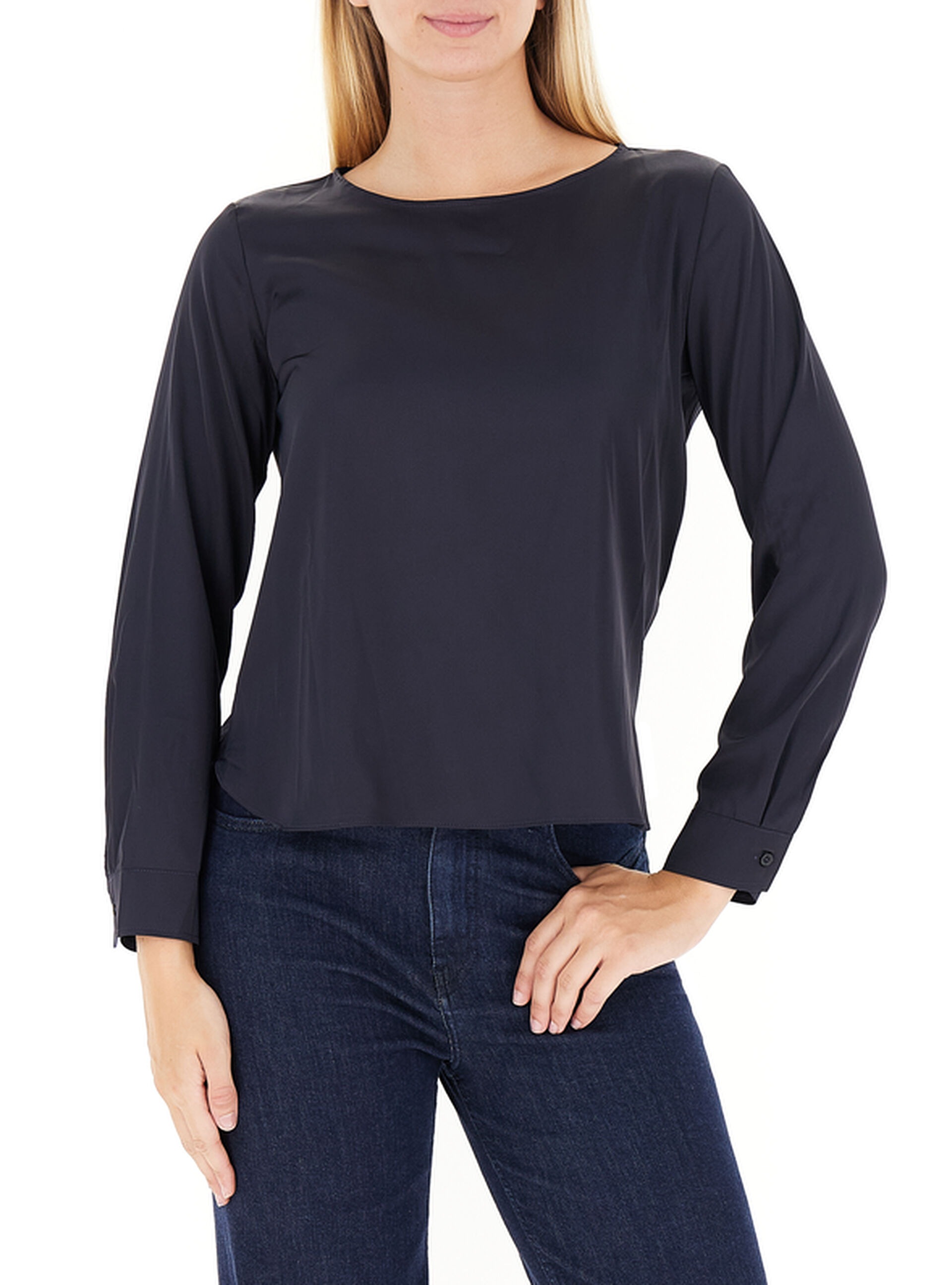 Blusa girocollo BLU SCURO