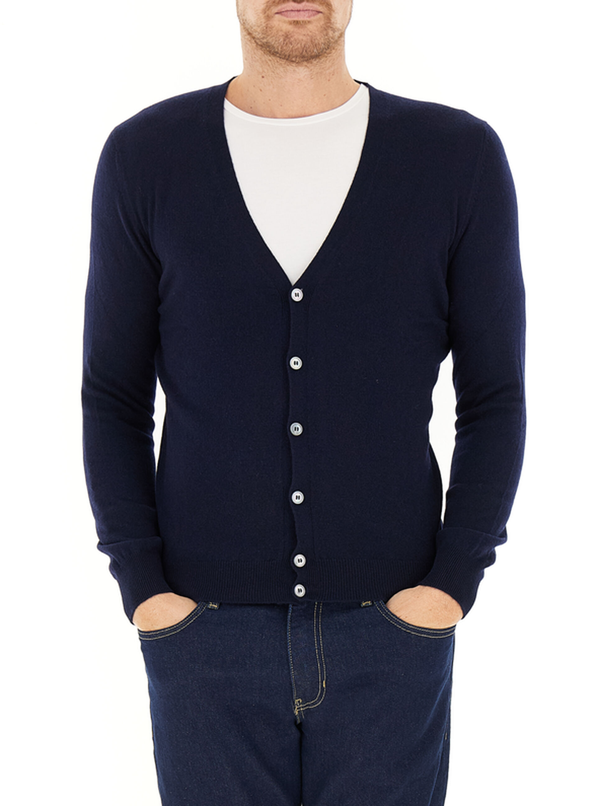 Cardigan scollo V BLU NOTTE