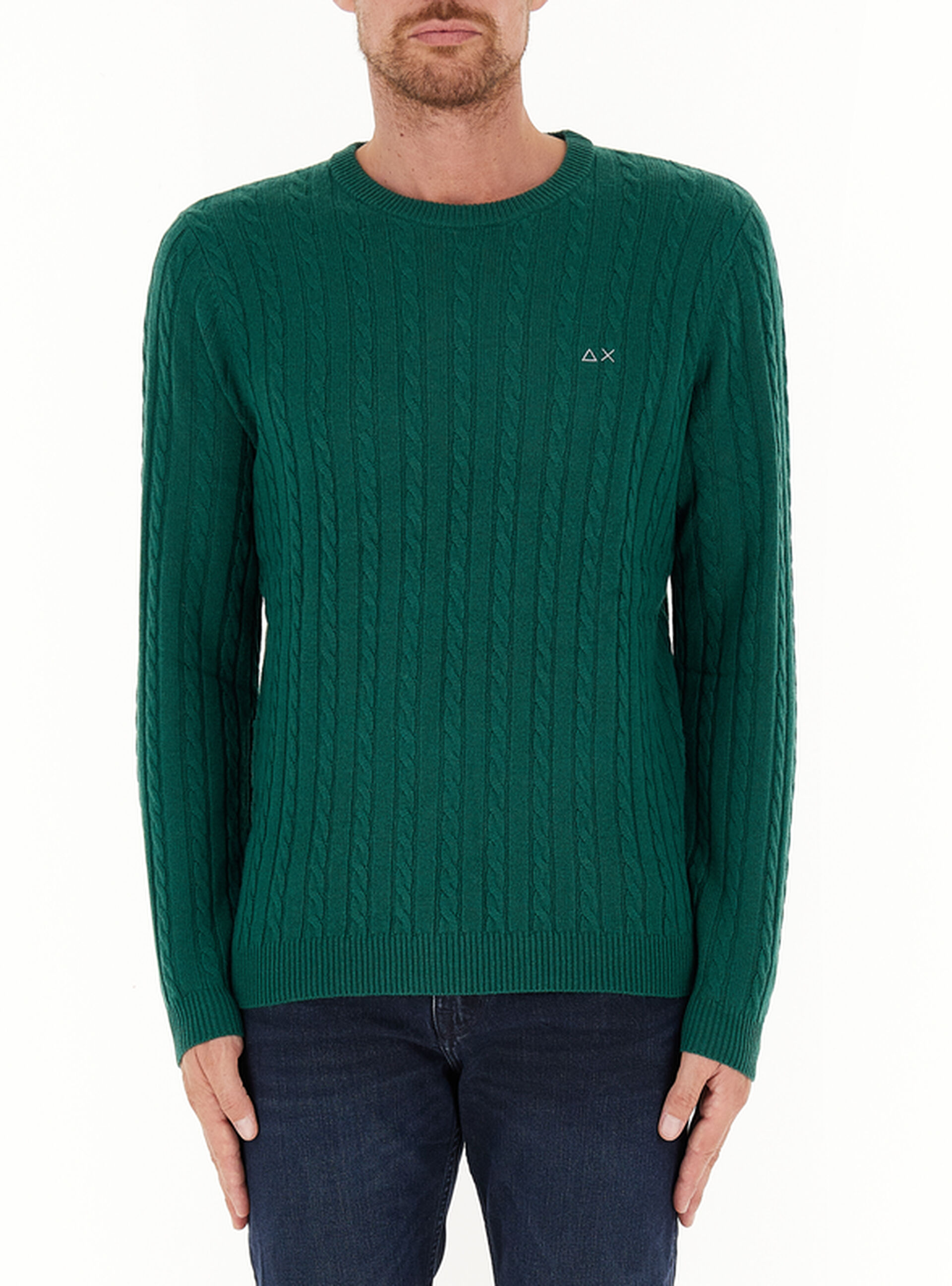 SUN68 Maglione a trecce VERDE XL