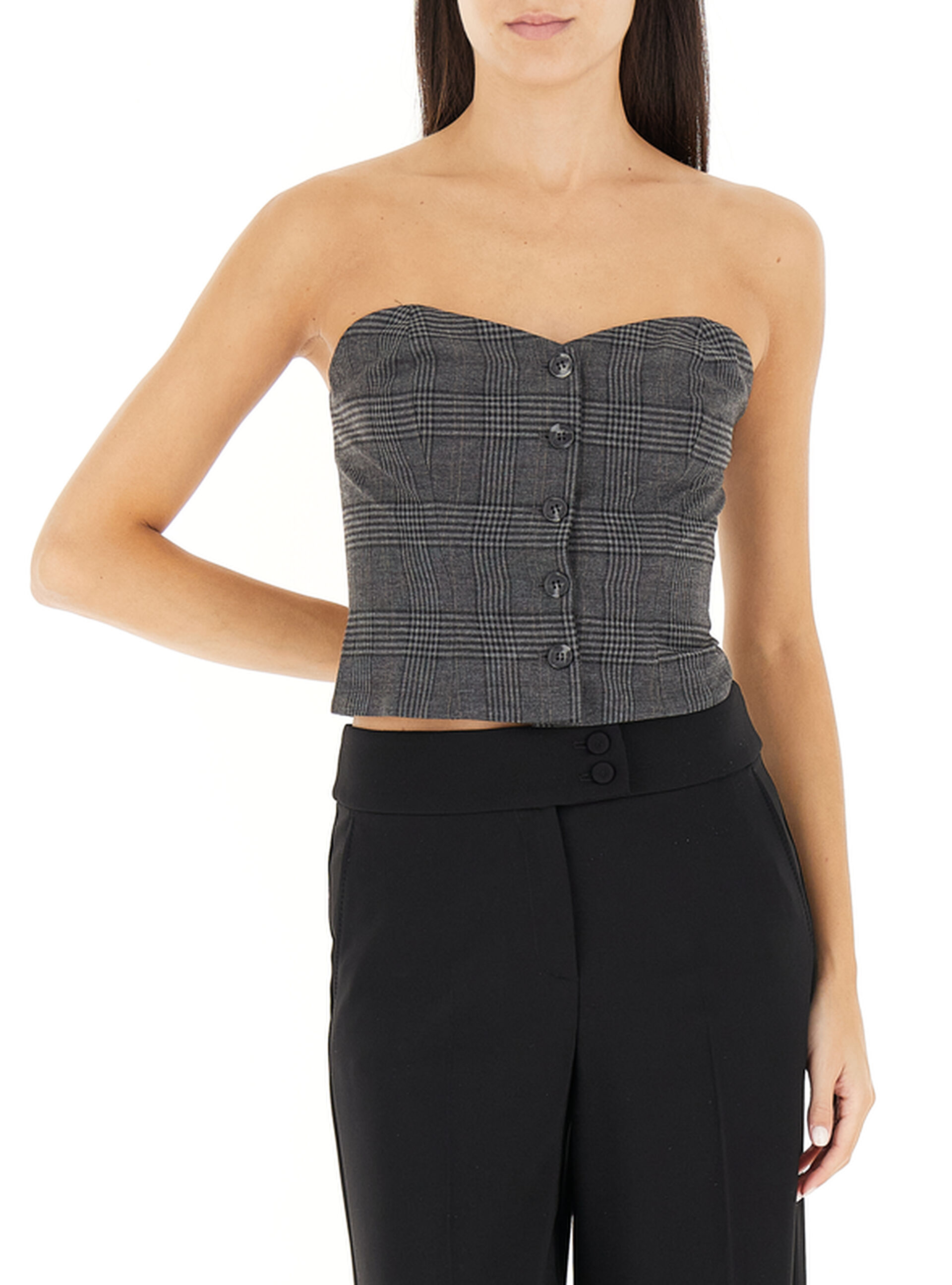 Top con bottoni ANTRACITE M