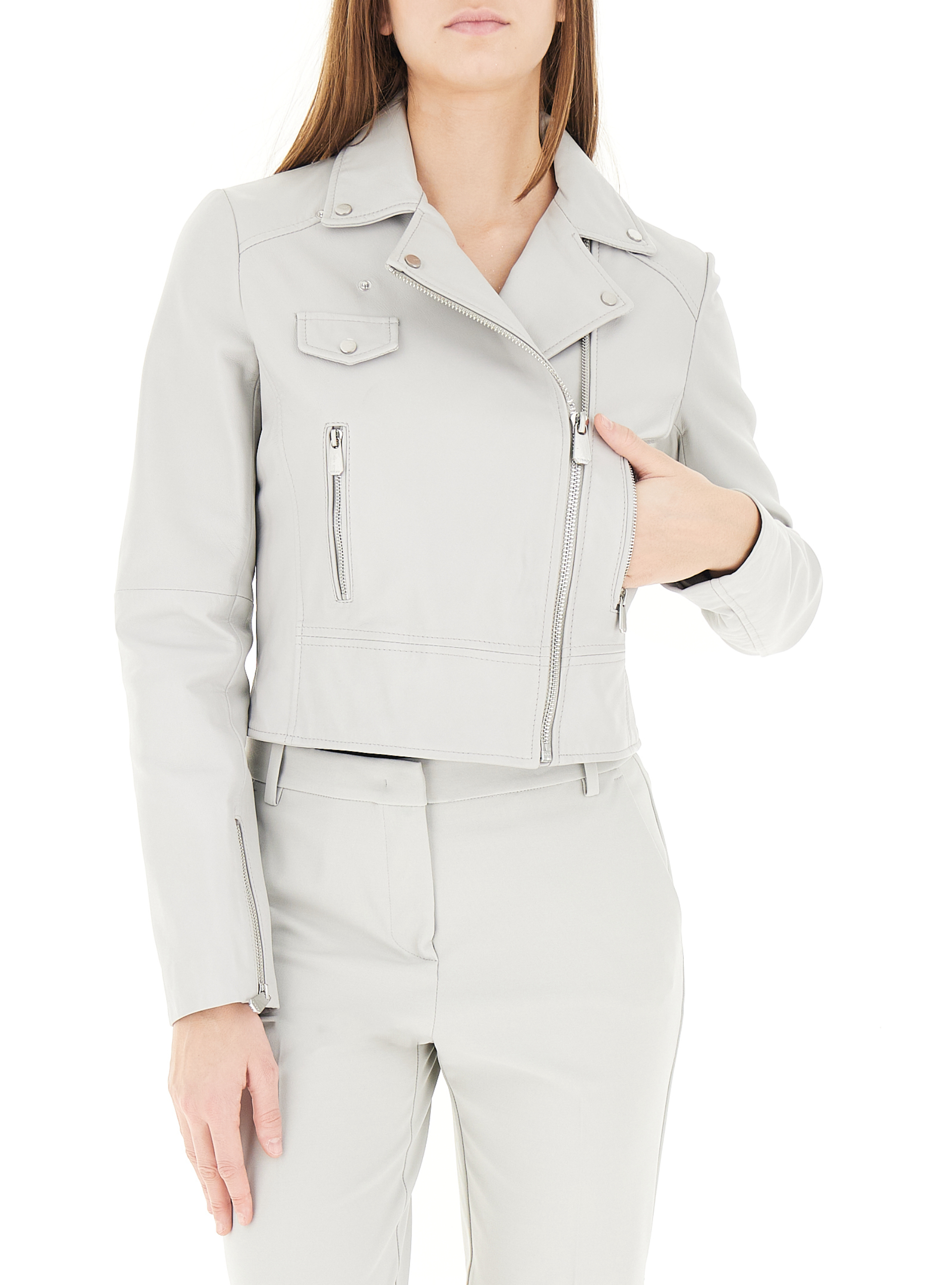Chiodo in pelle GRIGIO CHIARO 42