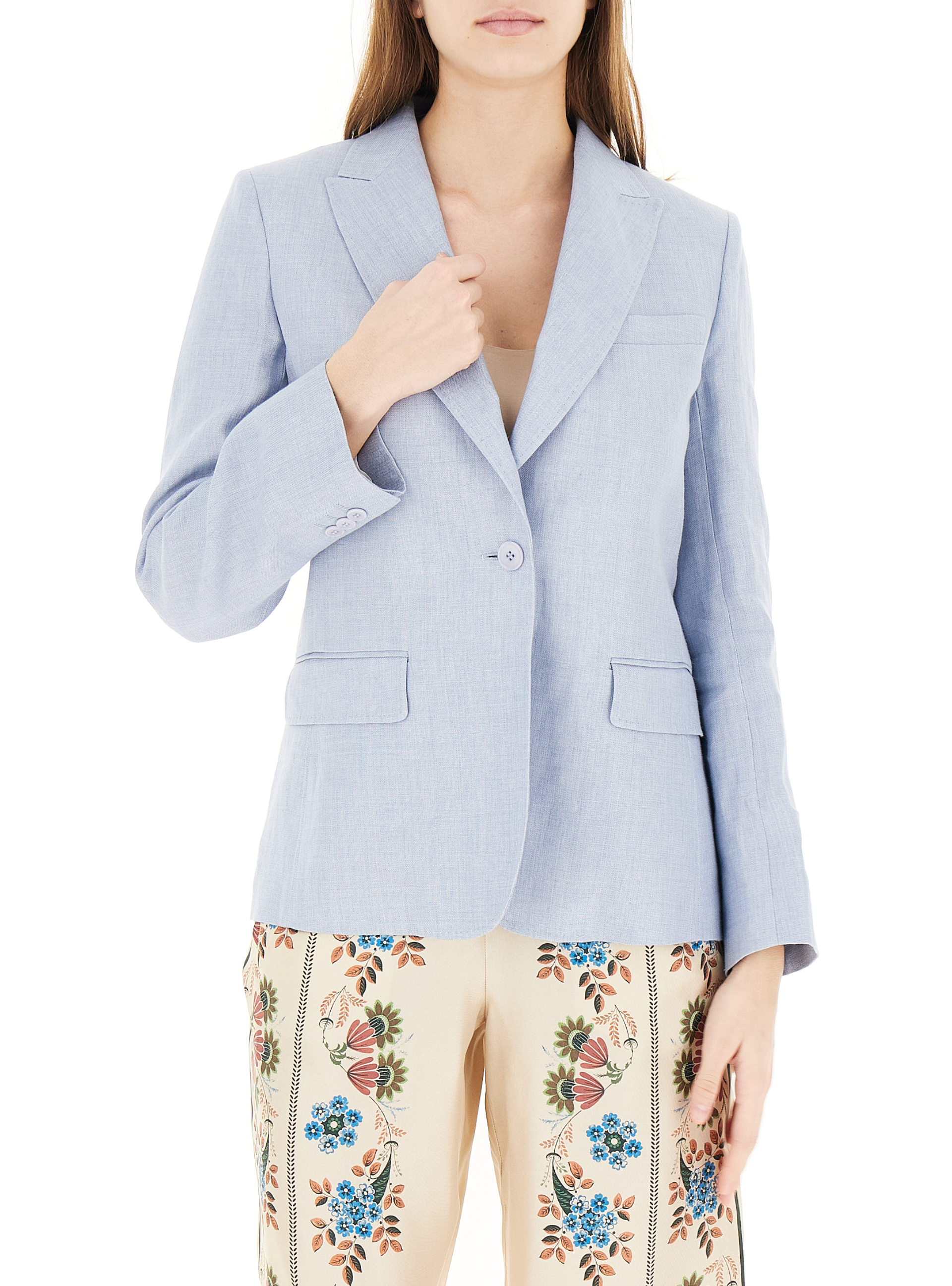 Blazer in lino AZZURRO POLVERE 46