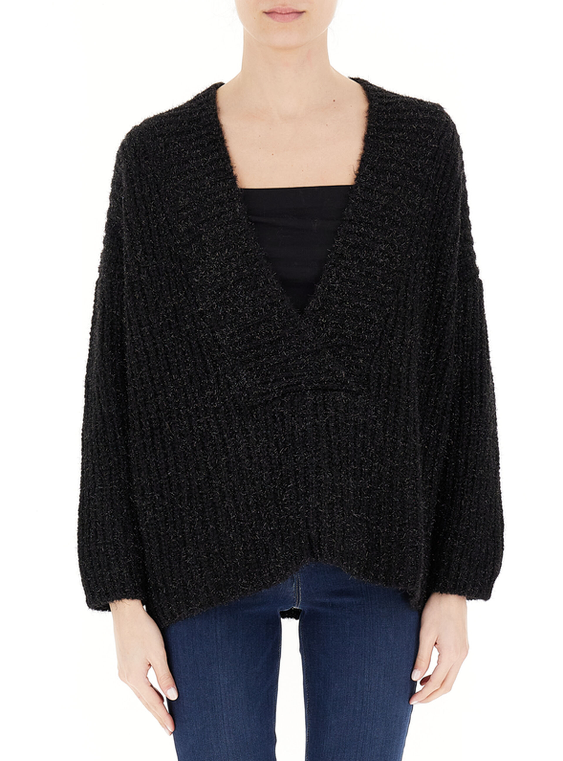 VICOLO Maglione scollo V NERO UNI