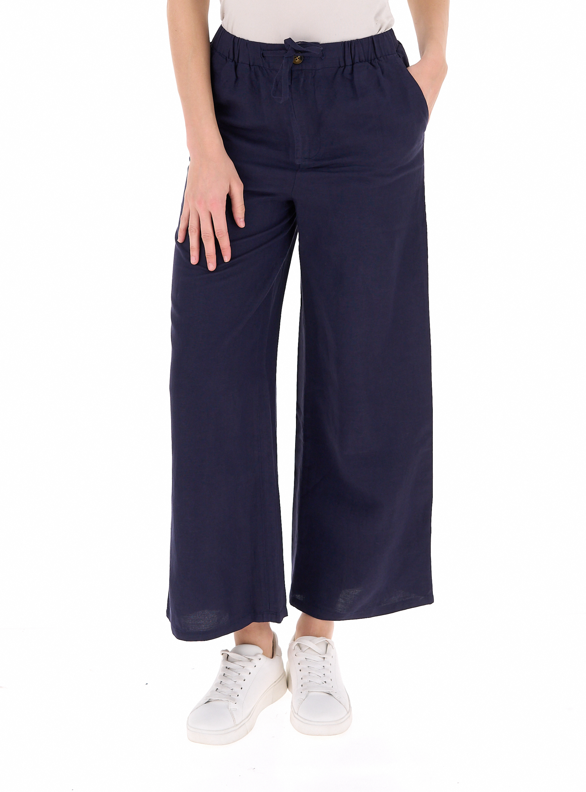Pantalone misto lino BLU NAVY