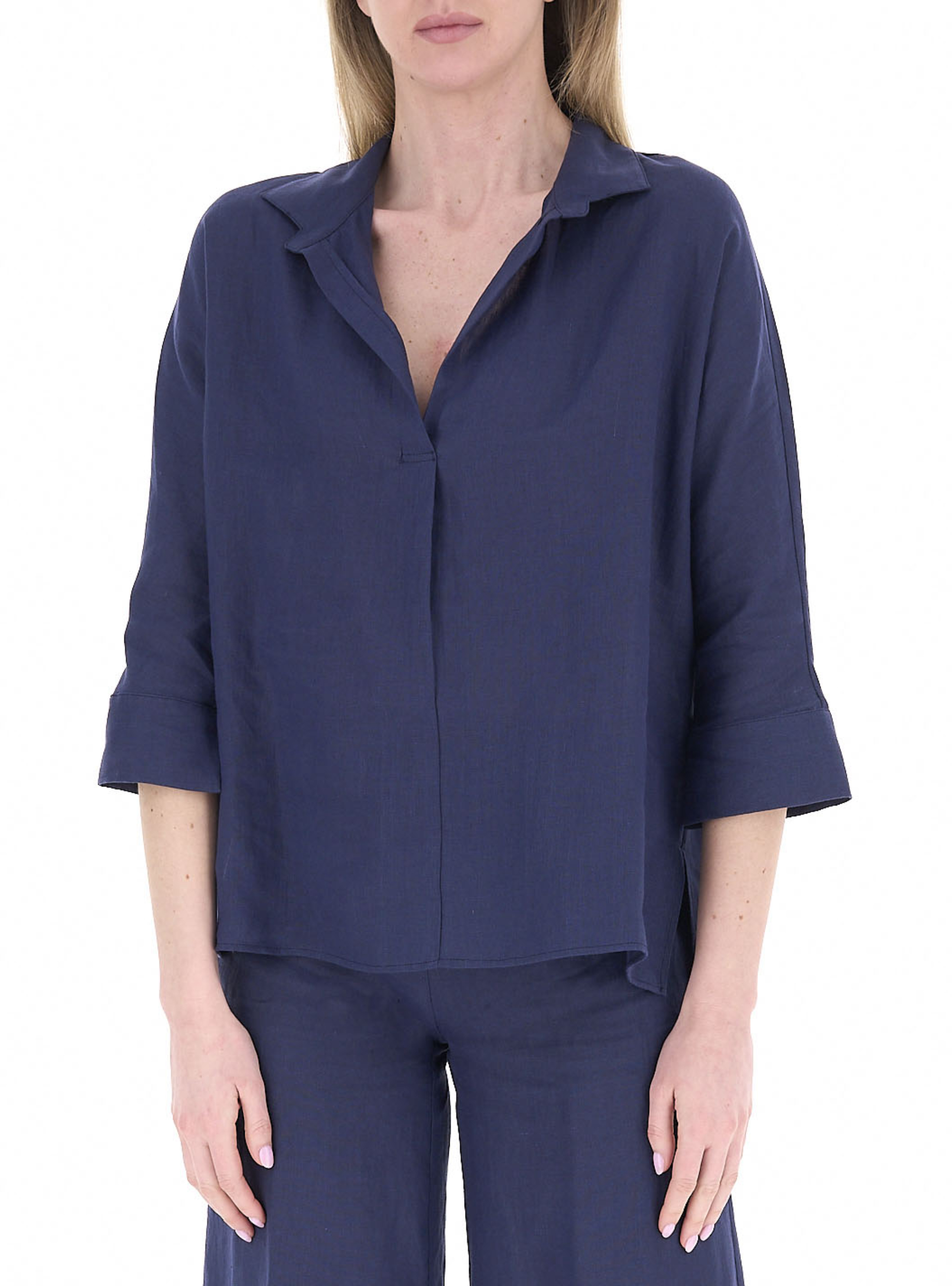 LINKS Blusa in lino BLU NAVY