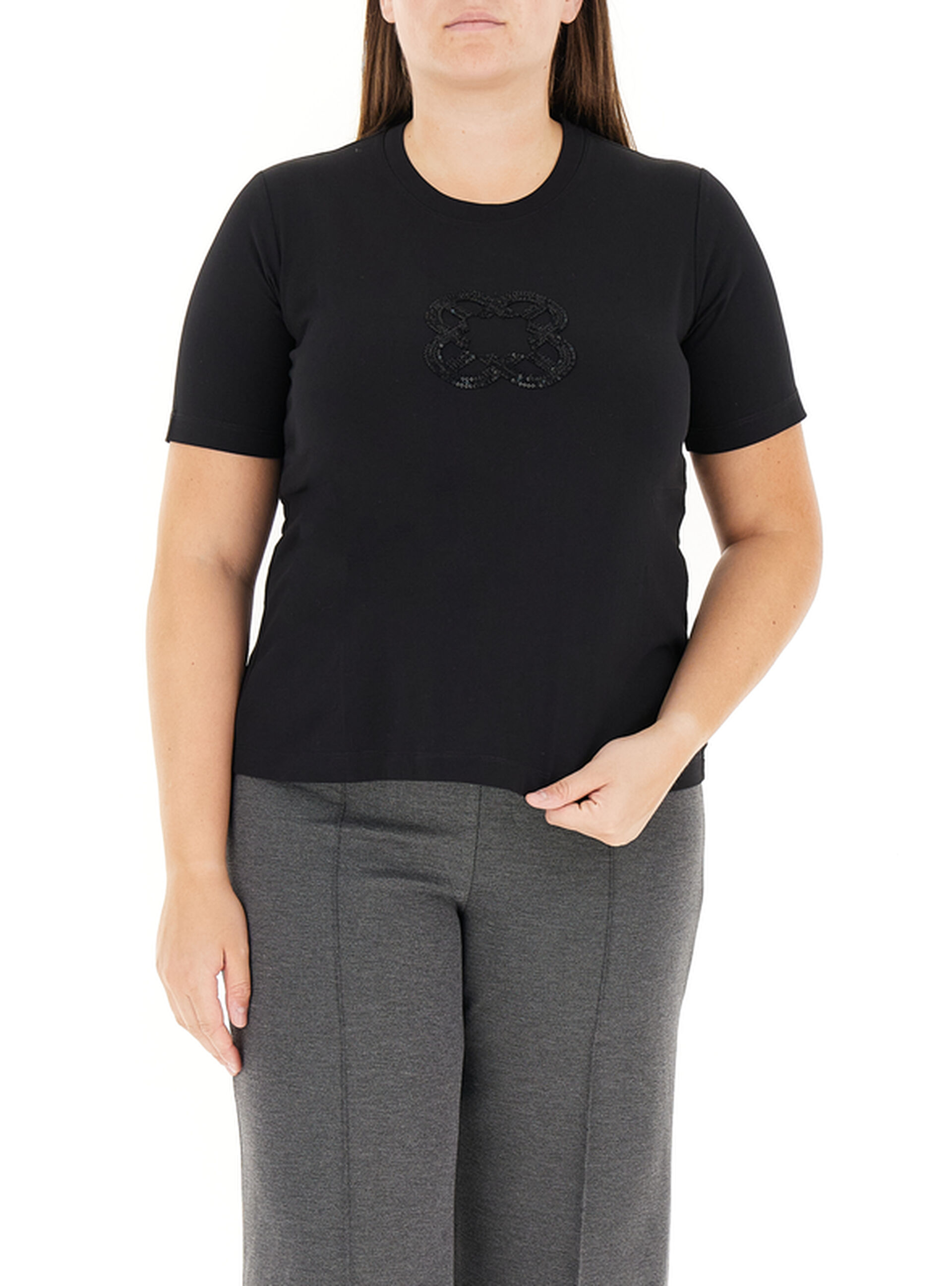 ELENA MIRO' T-shirt girocollo NERO