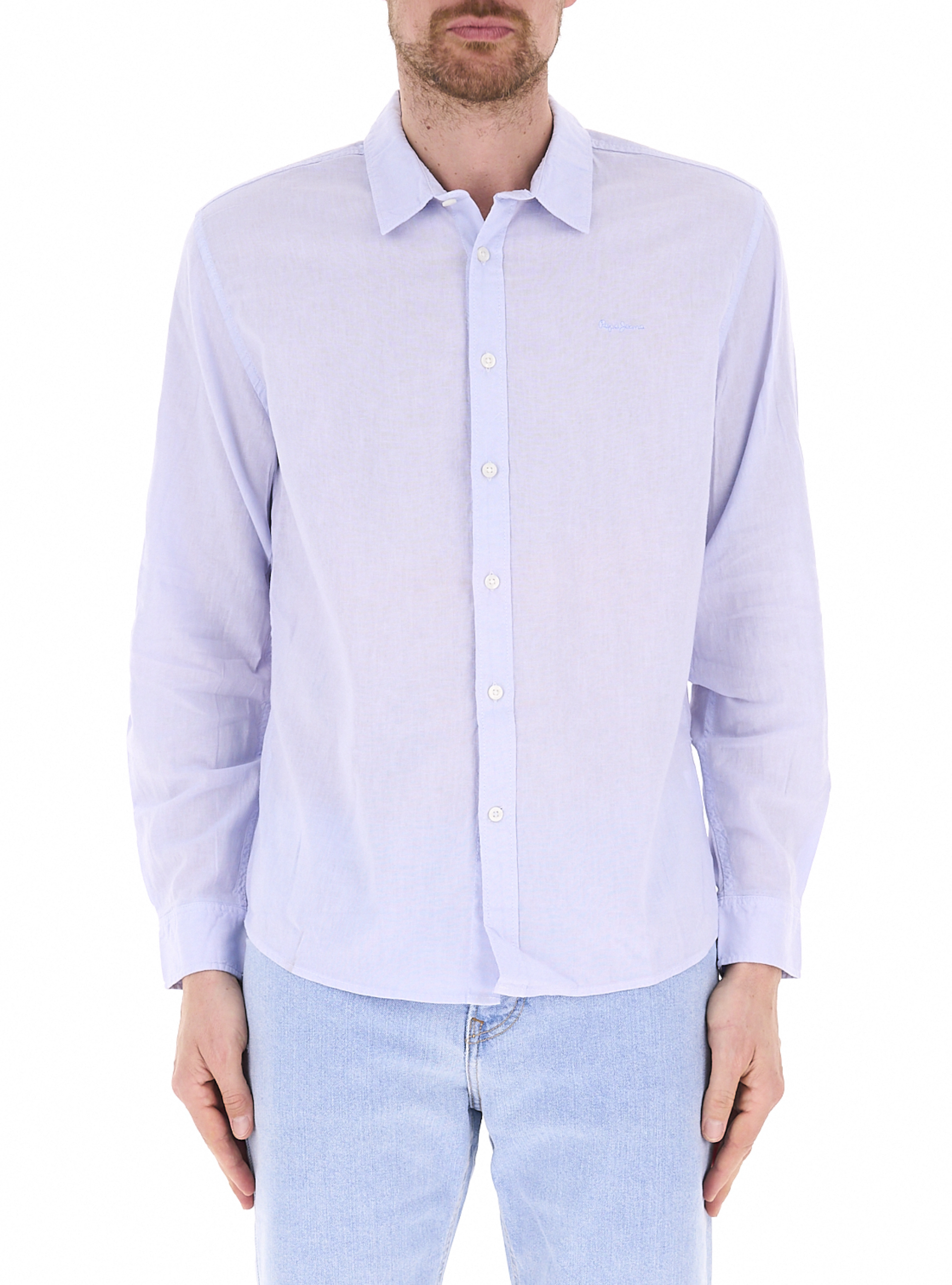 Camicia misto lino AZZURRO POLVERE