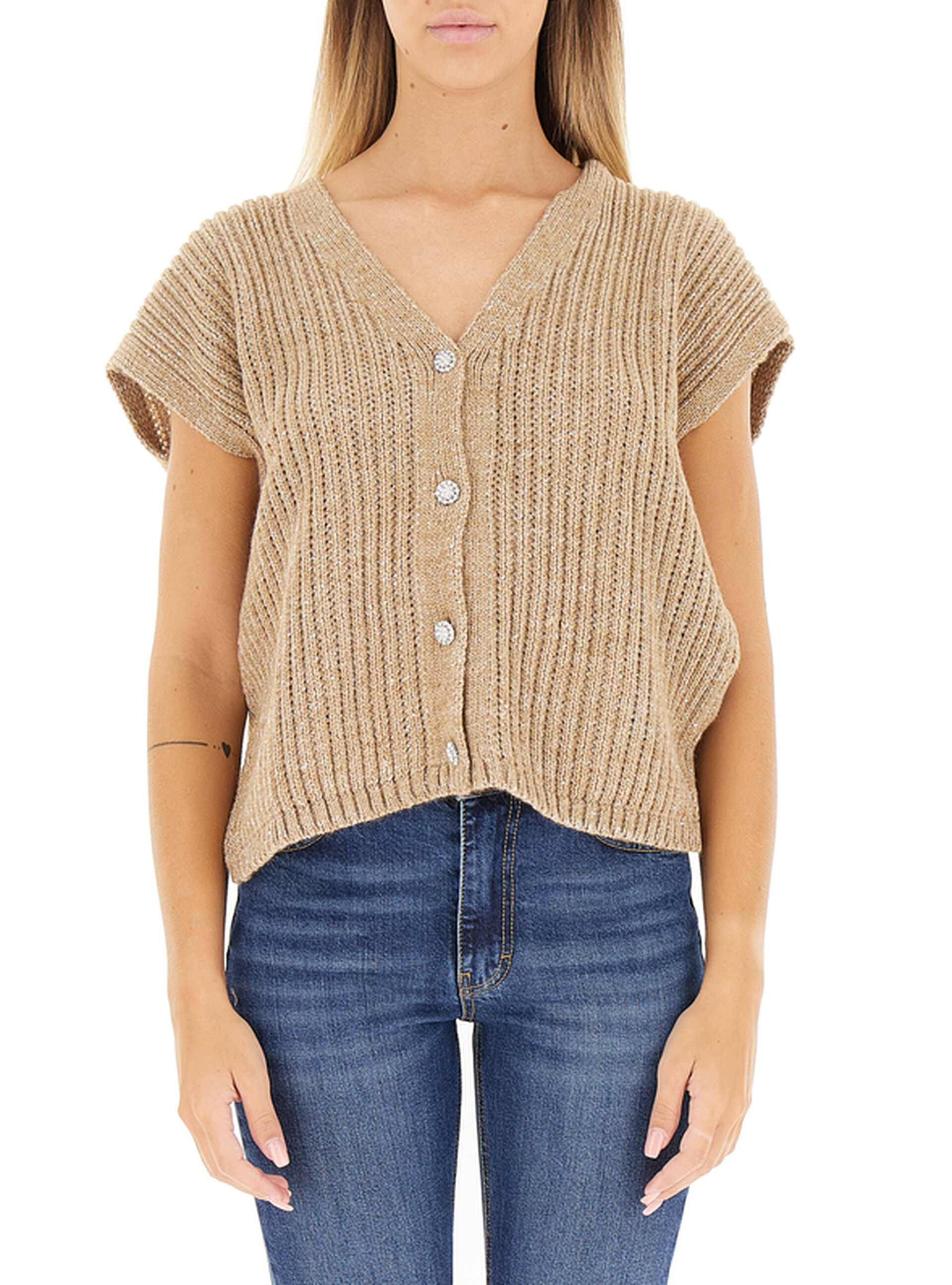 Cardigan bottoni gioiello ORO XS