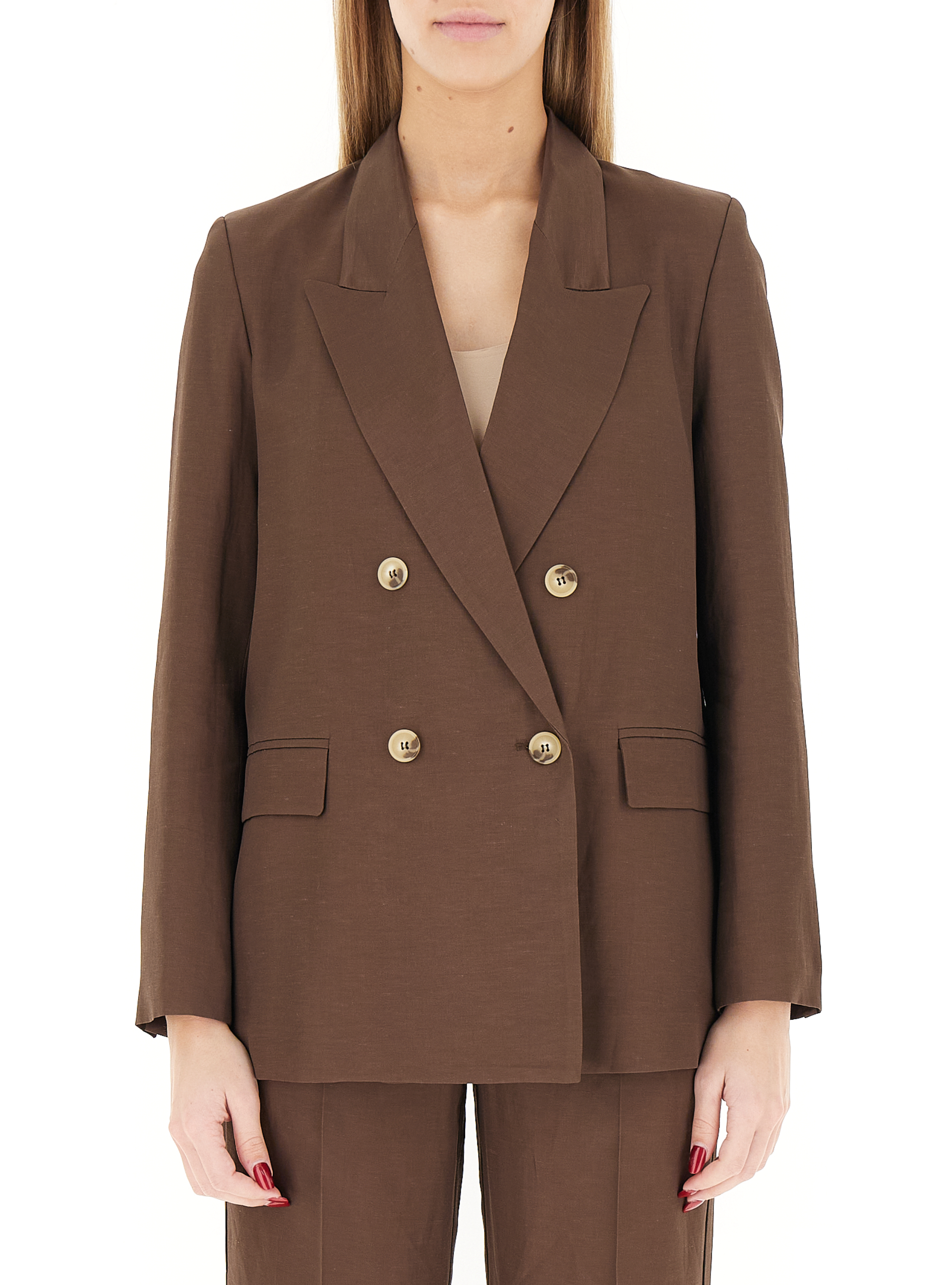 Blazer misto viscosa MARRONE