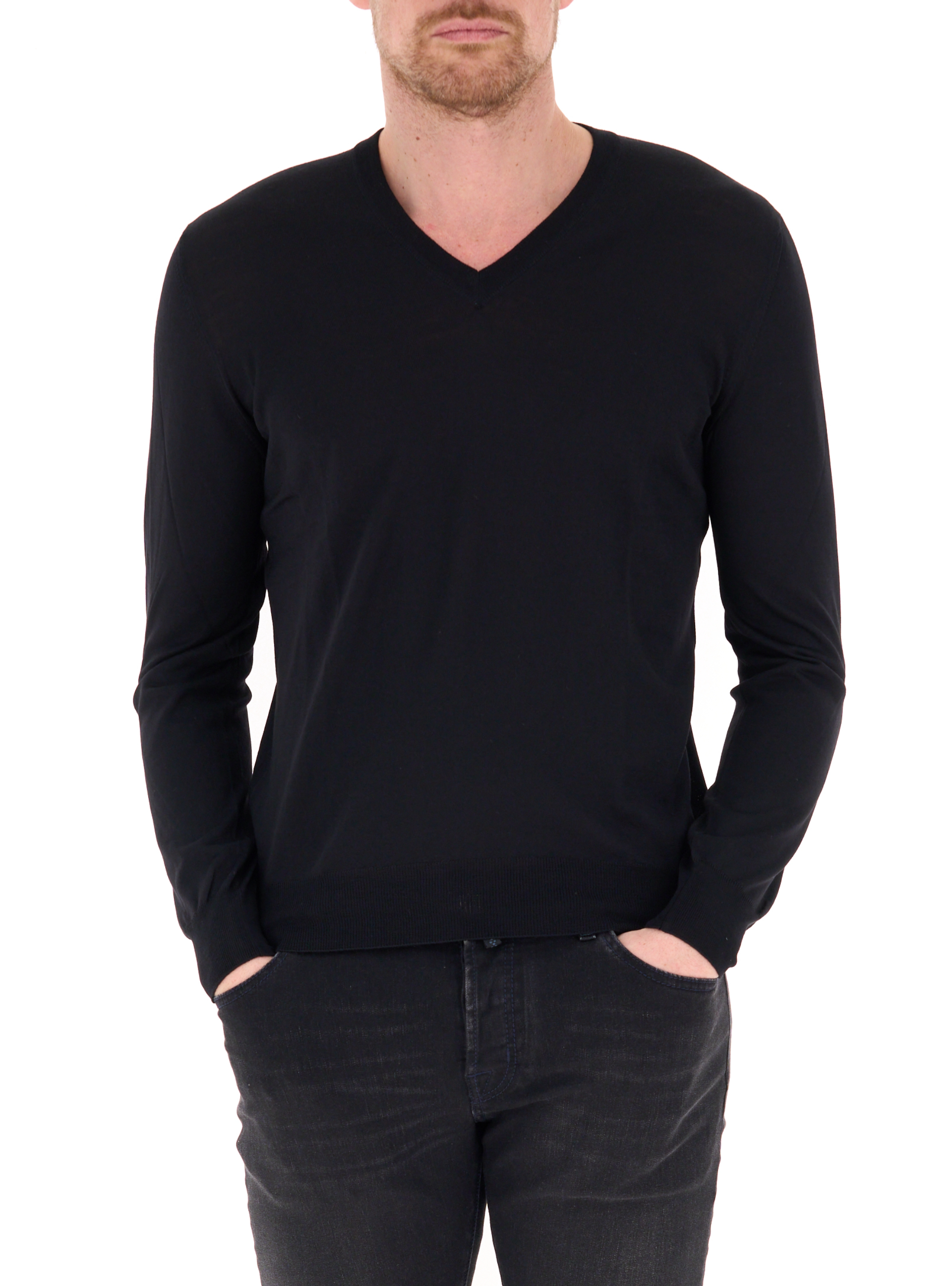 GRAN SASSO Maglia scollo V NERO