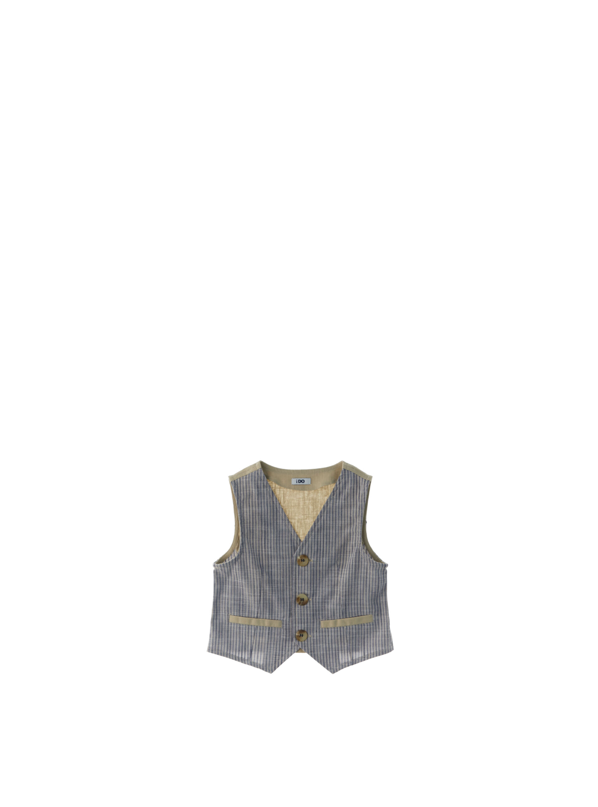 IDO Gilet Misto Lino BLU AVIO