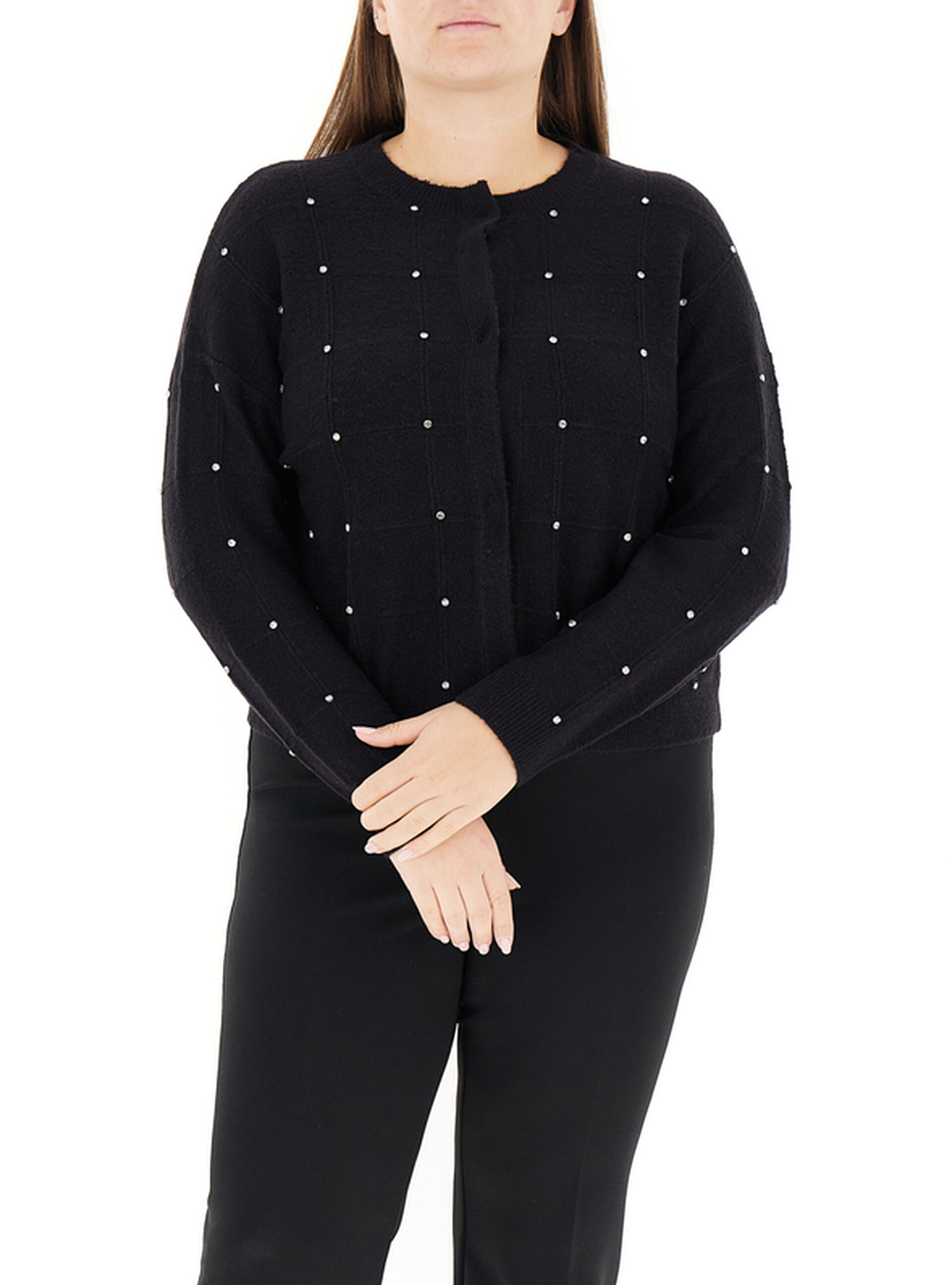 Cardigan con strass NERO M