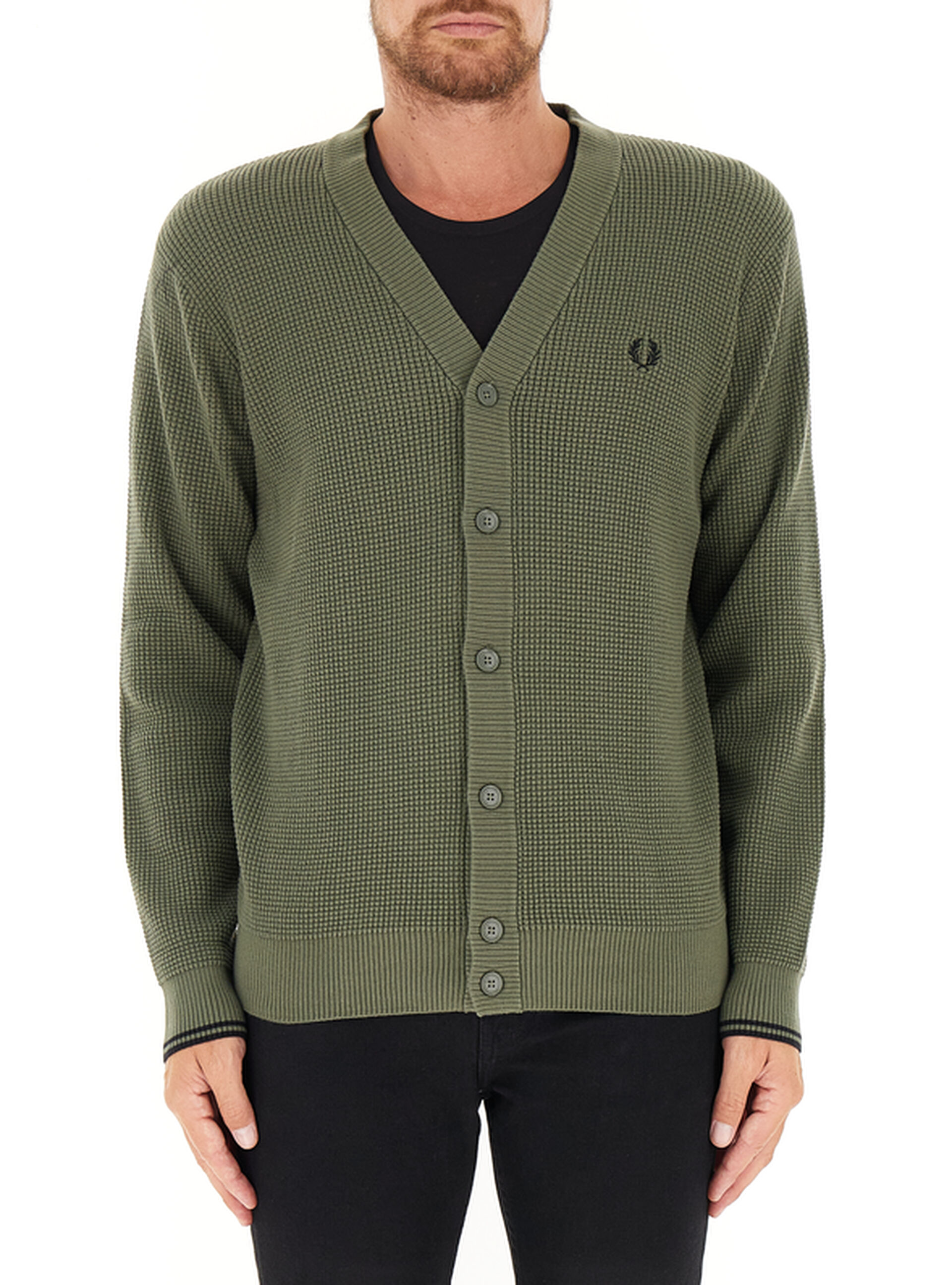 Cardigan scollo V VERDE OLIVA