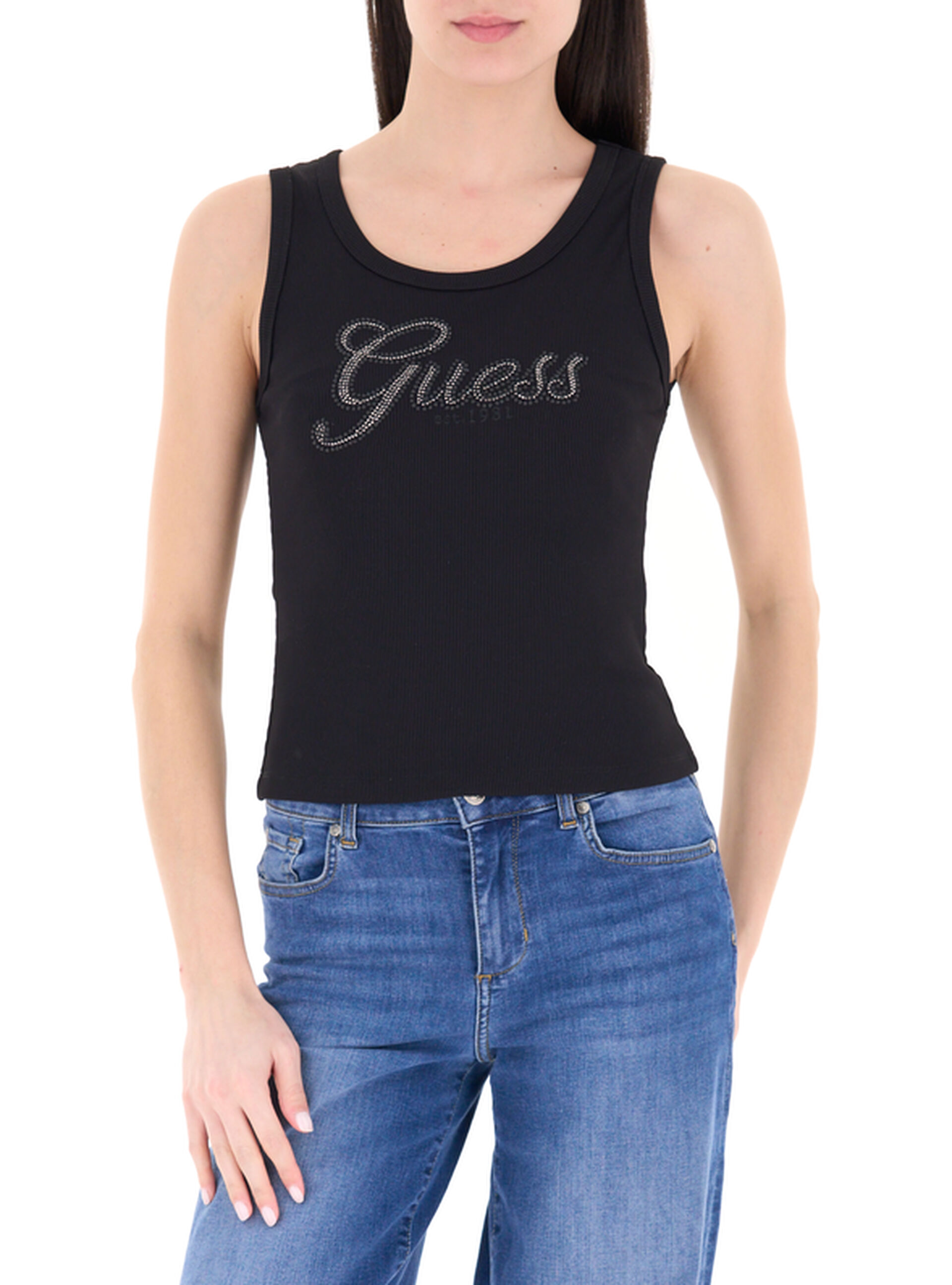 Guess Canotta a costine NERO M