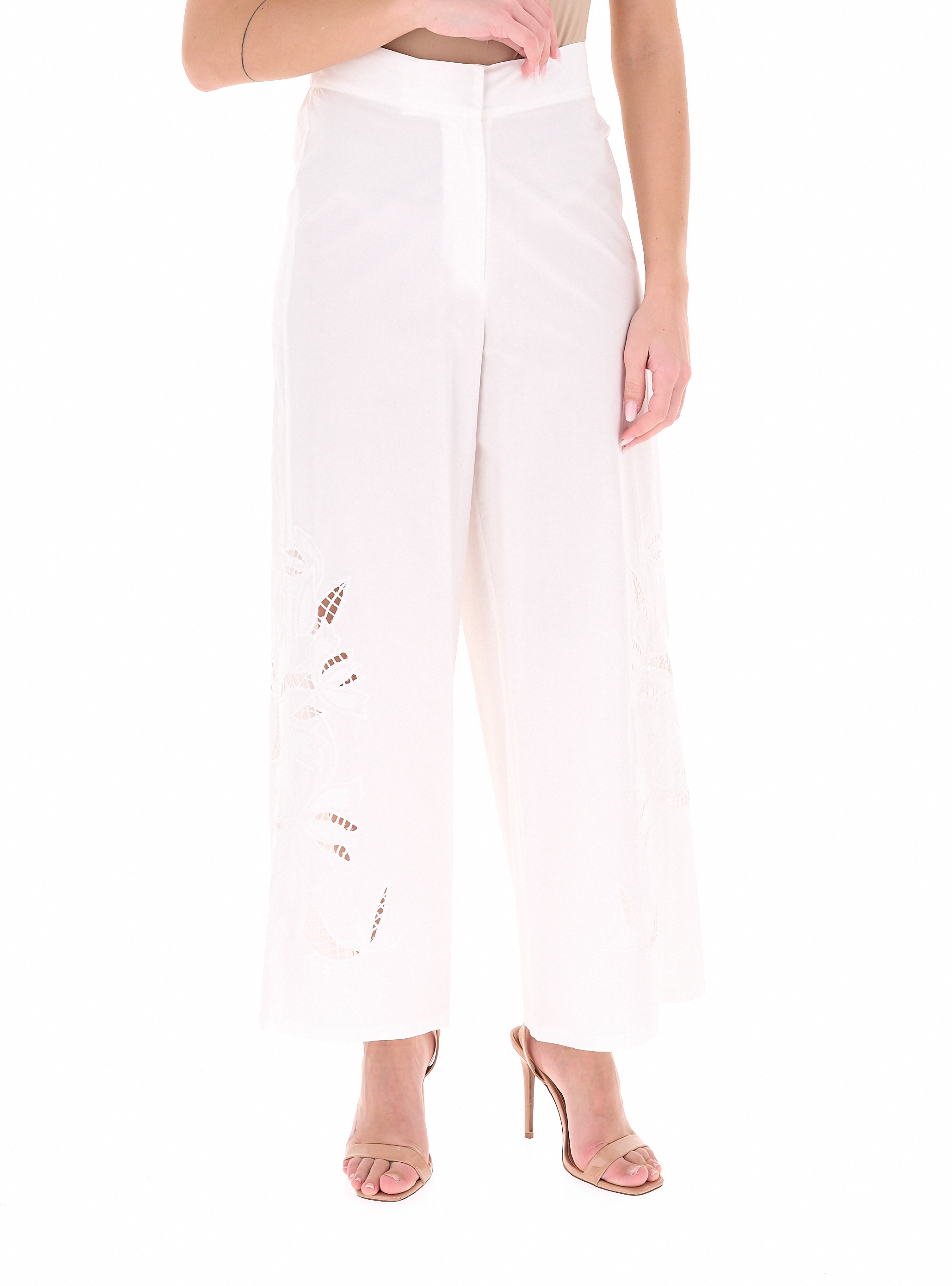 Pantalone con ricamo BIANCO