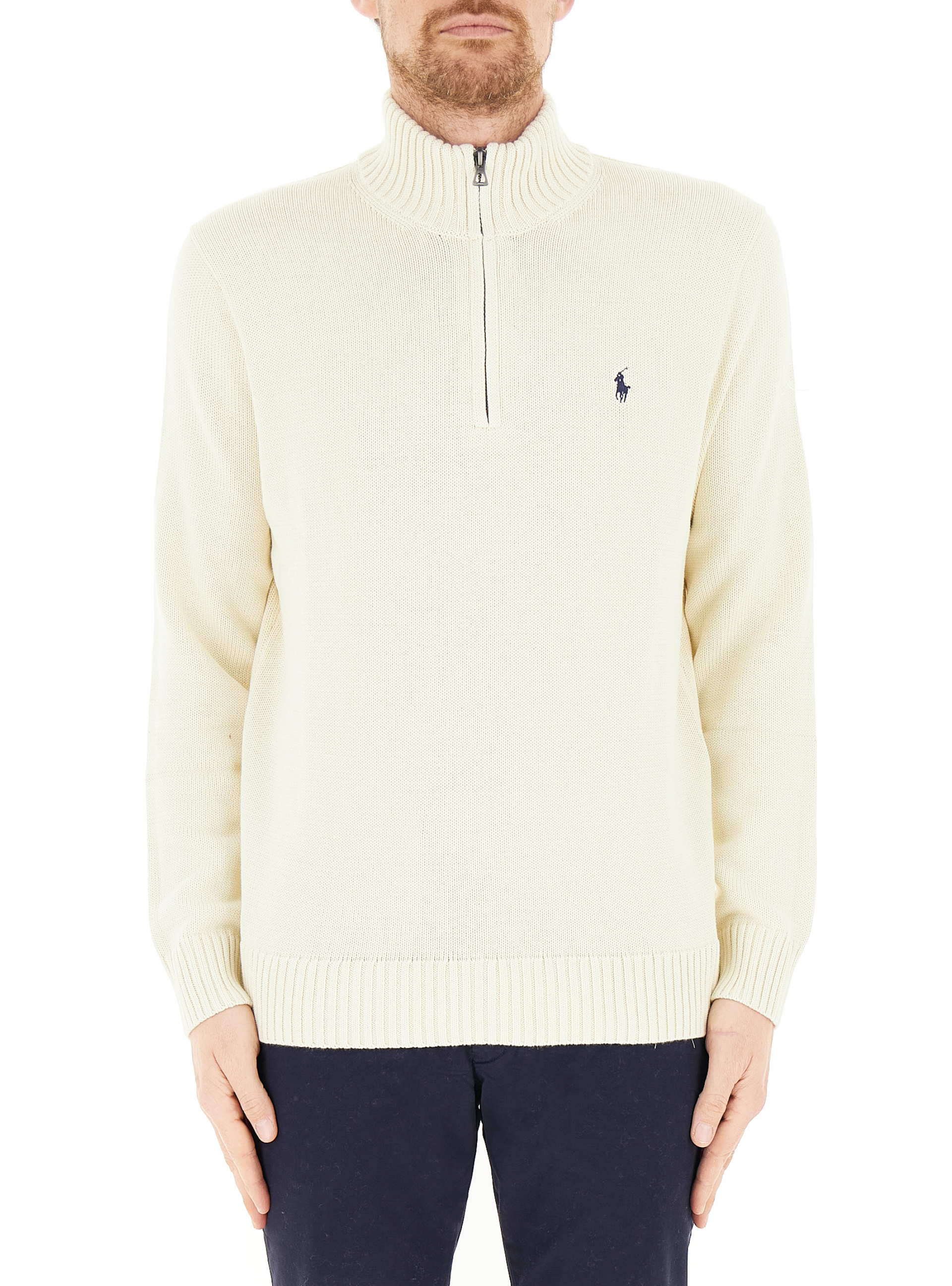Maglione mezza zip POLO AVORIO
