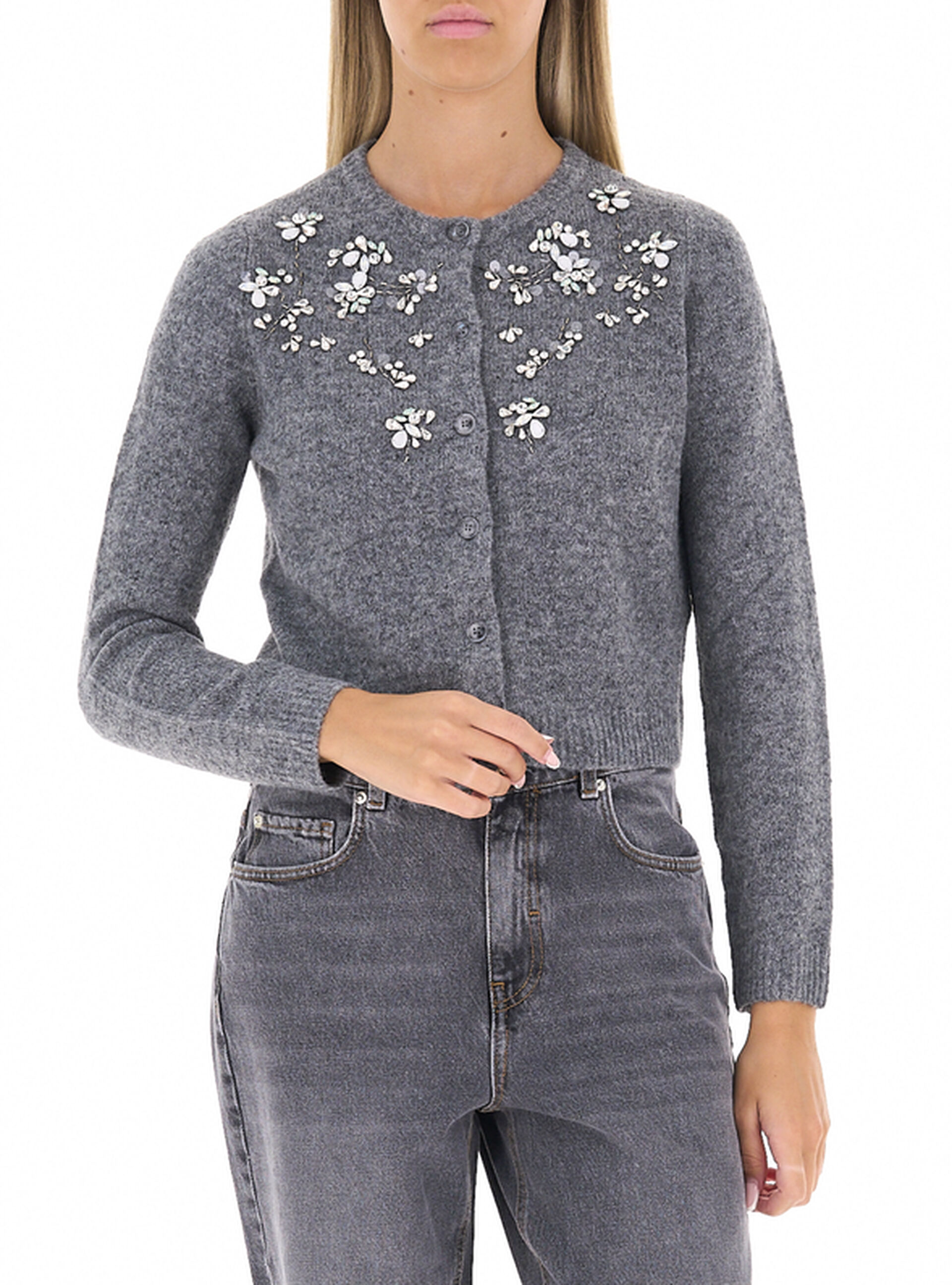 Cardigan con strass GRIGIO XL