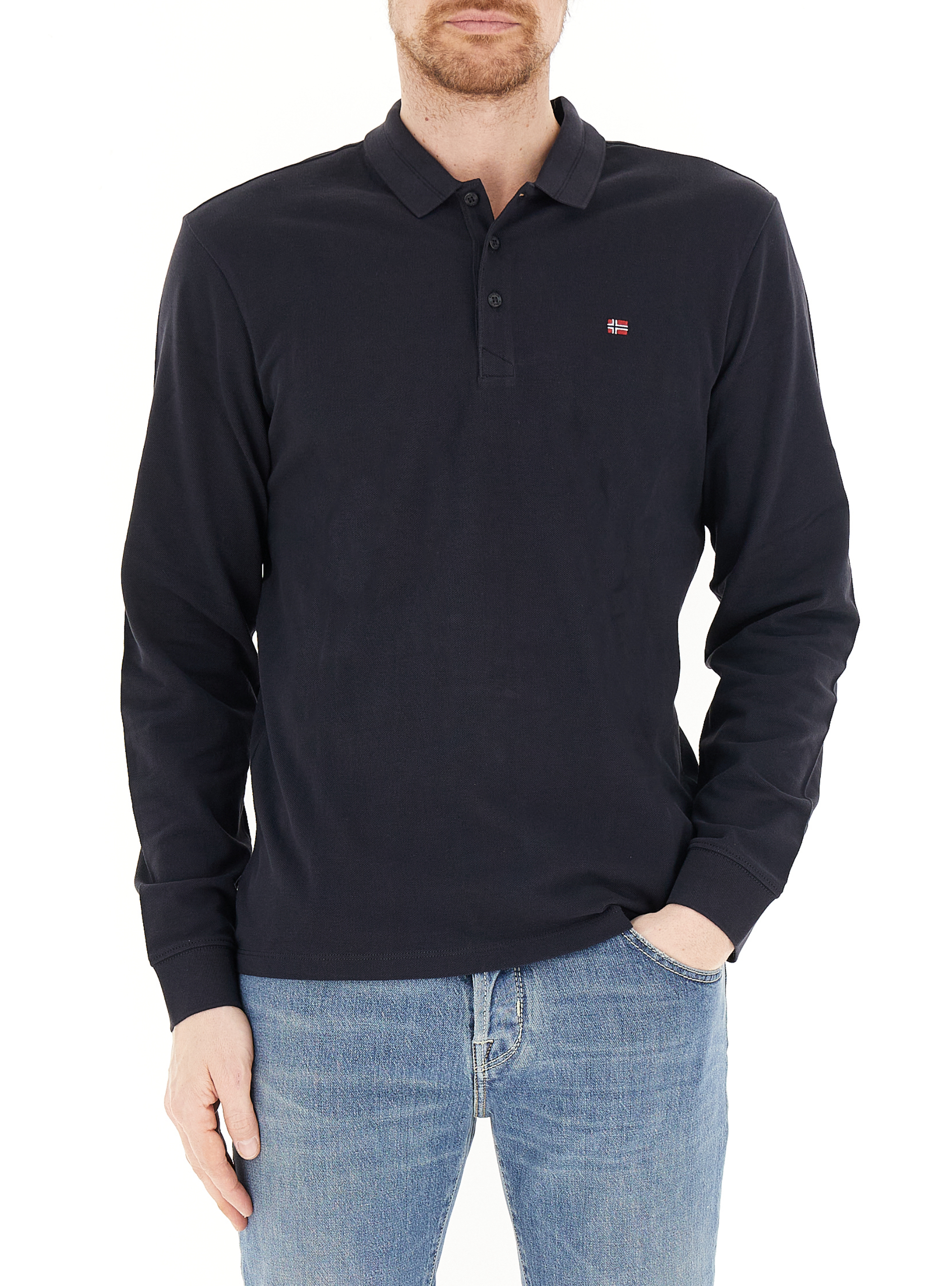 Polo maniche lunghe NERO 3XL