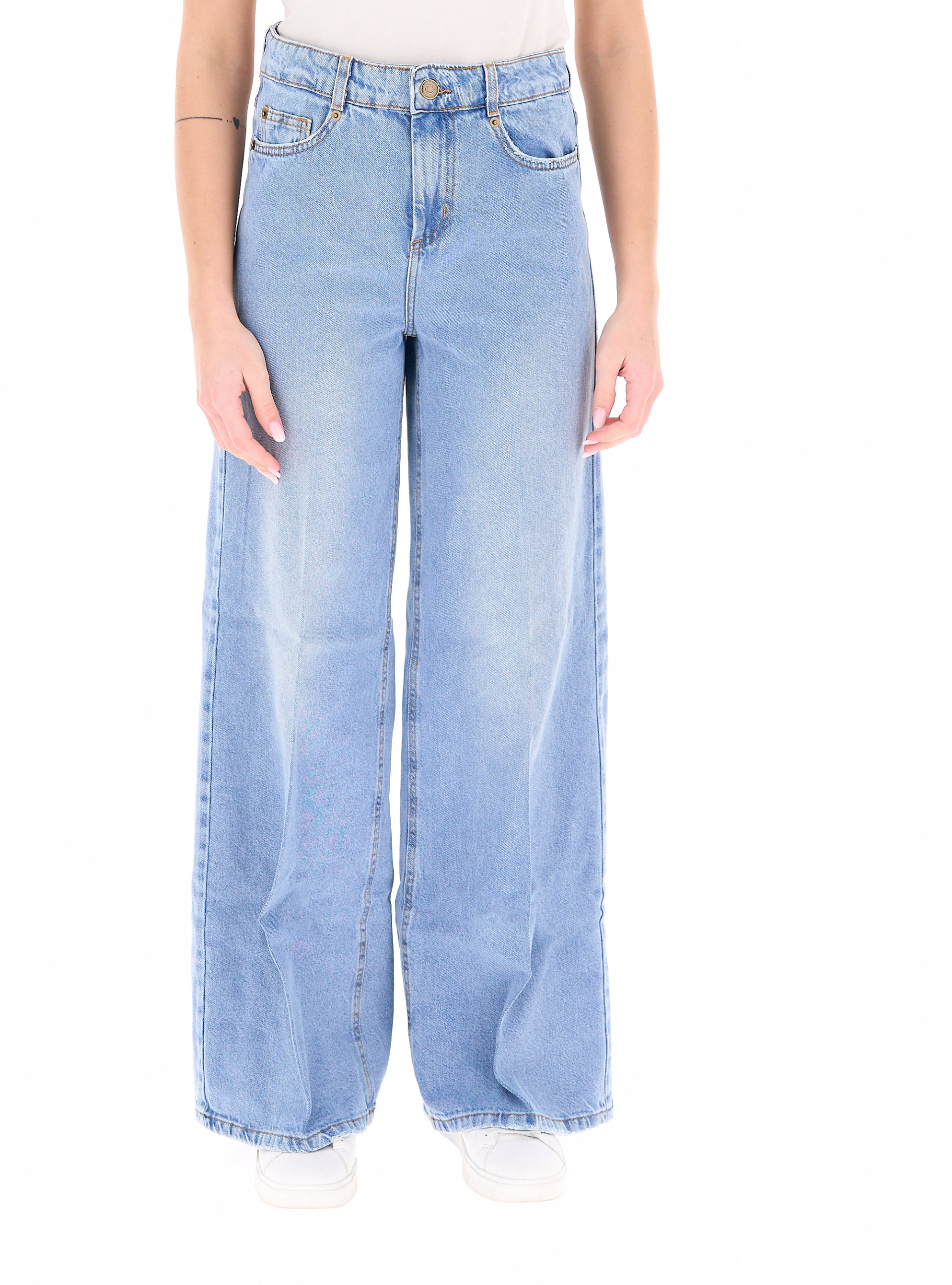 Jeans wide leg BLU CHIARO