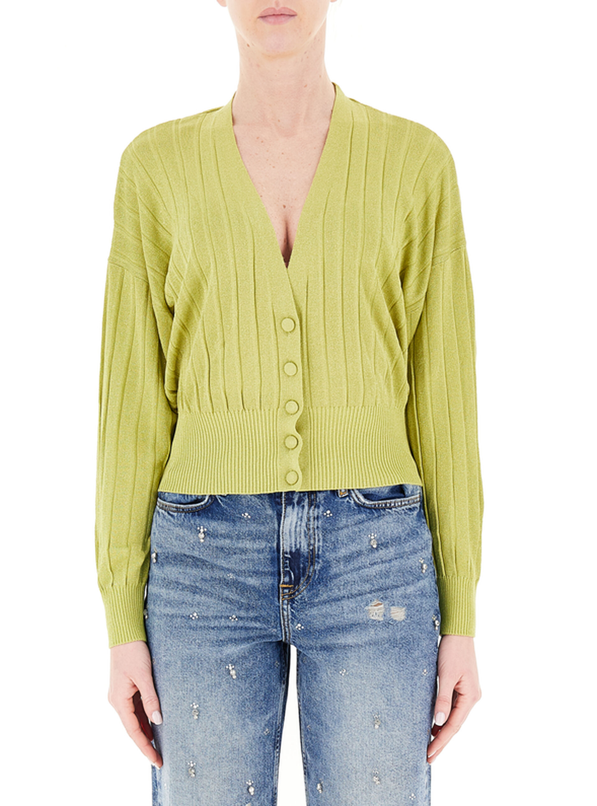 Cardigan scollo V LIU JEANS VERDE LIME