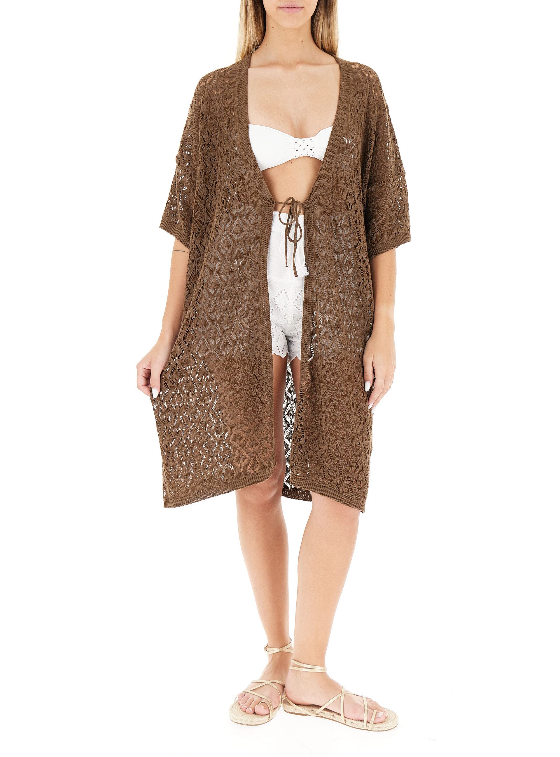 Dixie Cardigan ricamato MARRONE