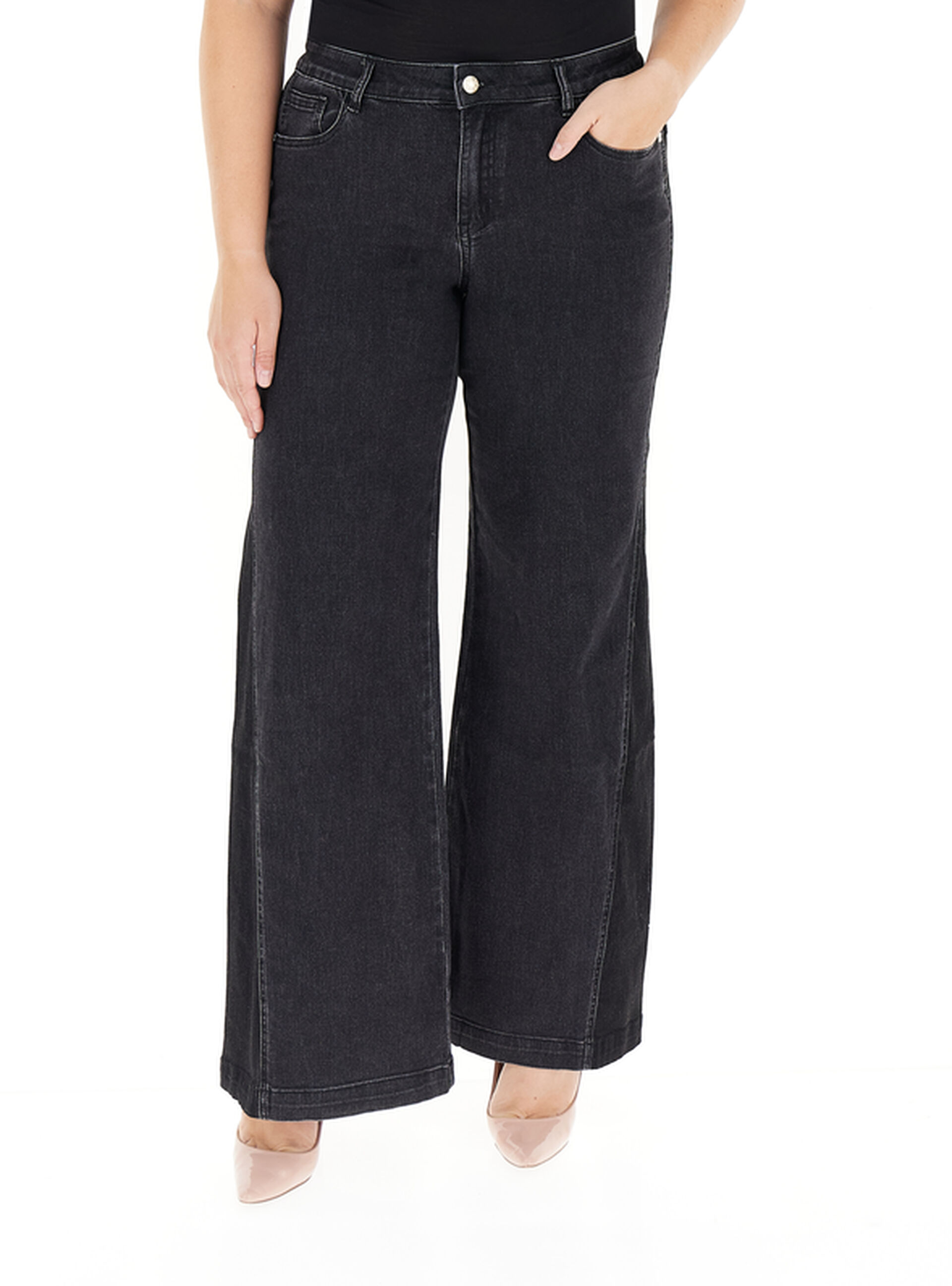 ELENA MIRO' Jeans wide leg NERO