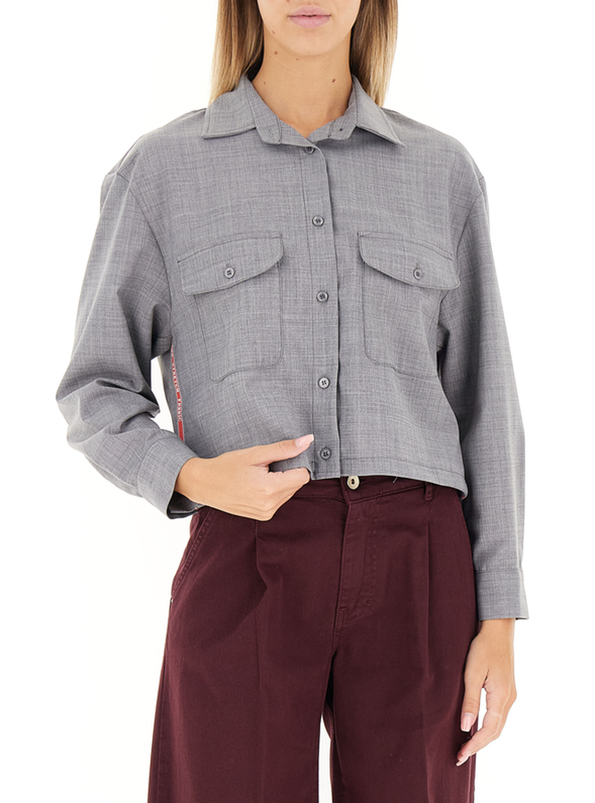 VICOLO Camicia misto lana GRIGIO