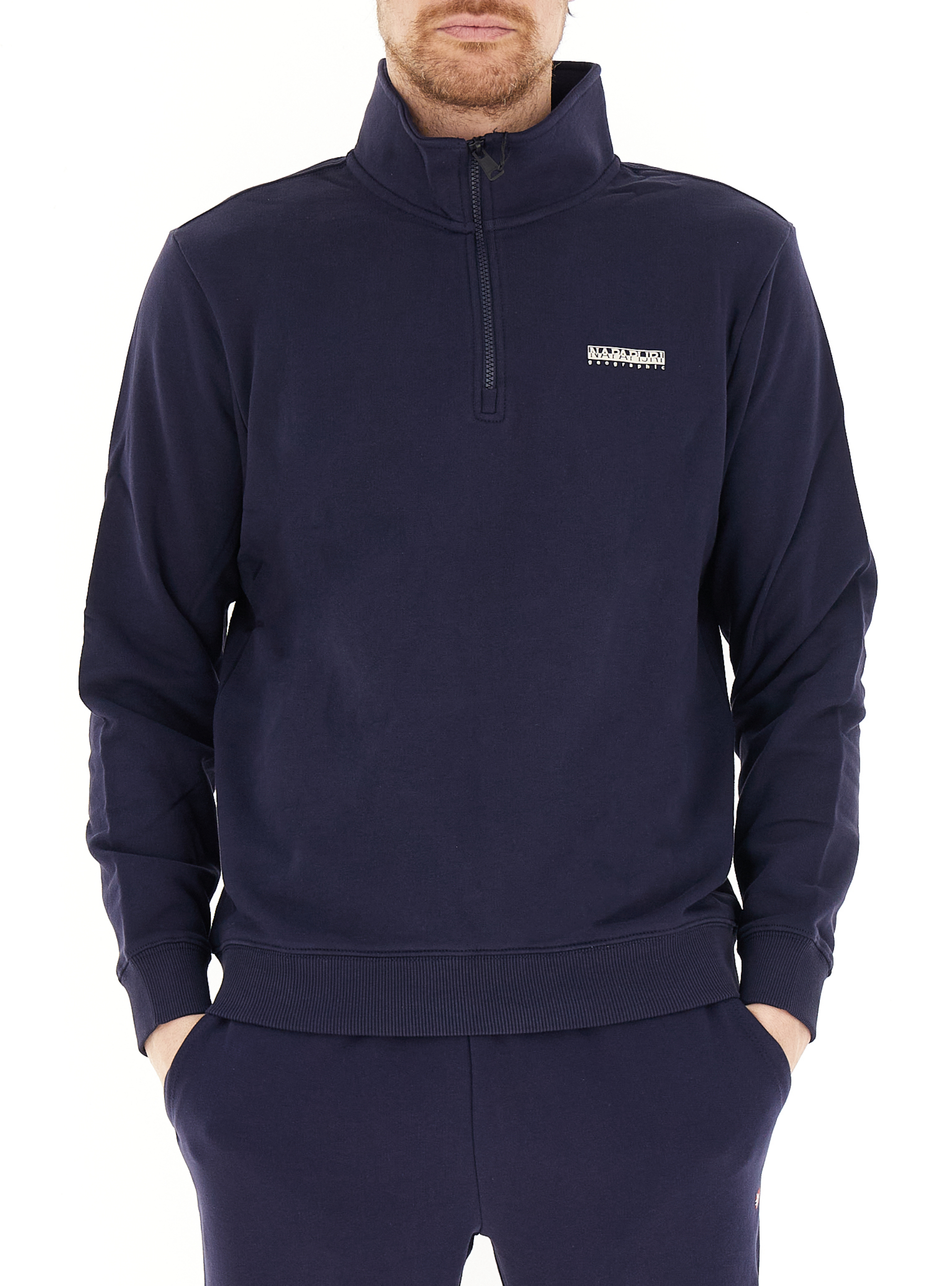 Napapijri Felpa mezza zip BLU NAVY