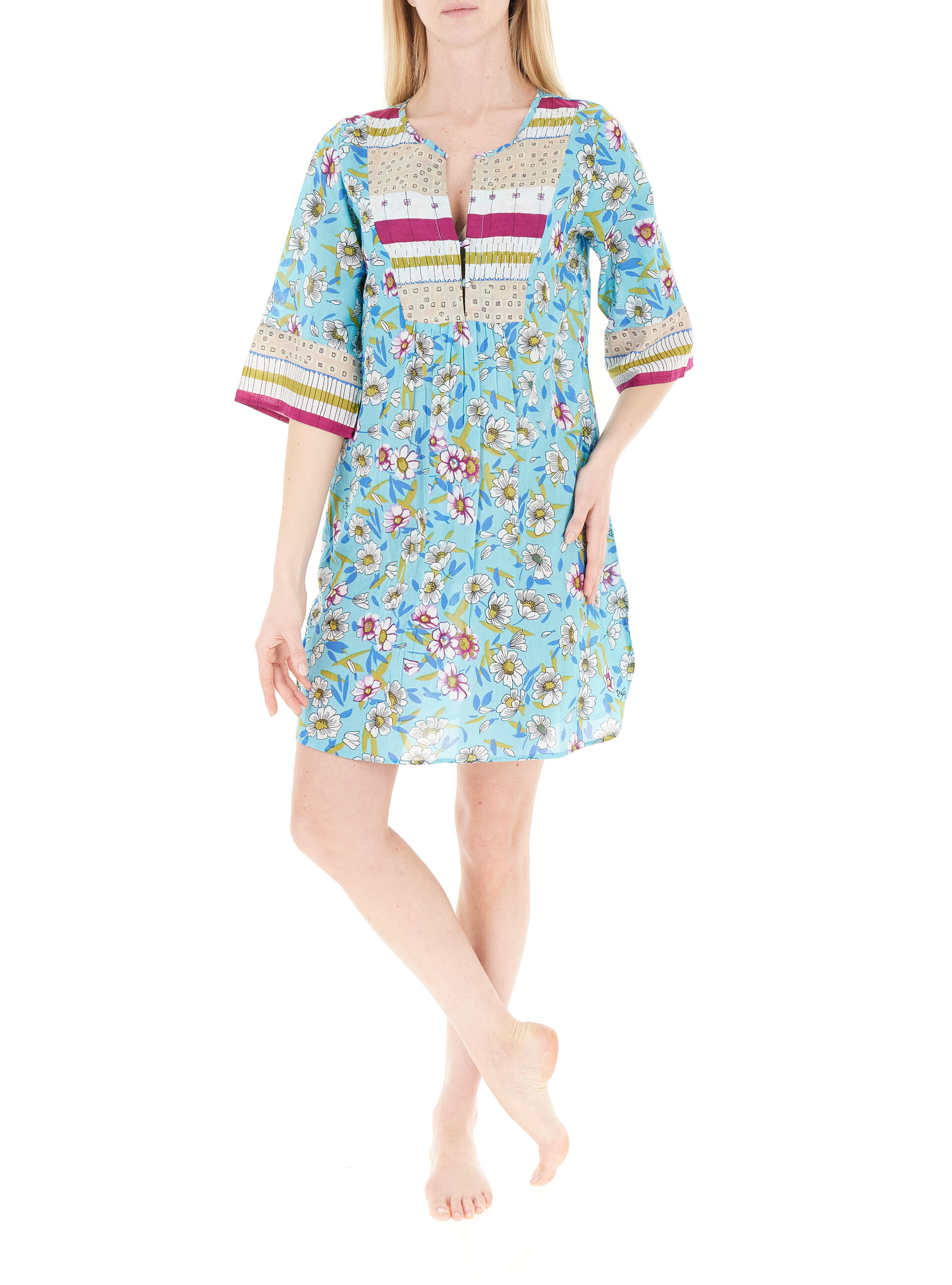 Copricostume caftano AZZURRO