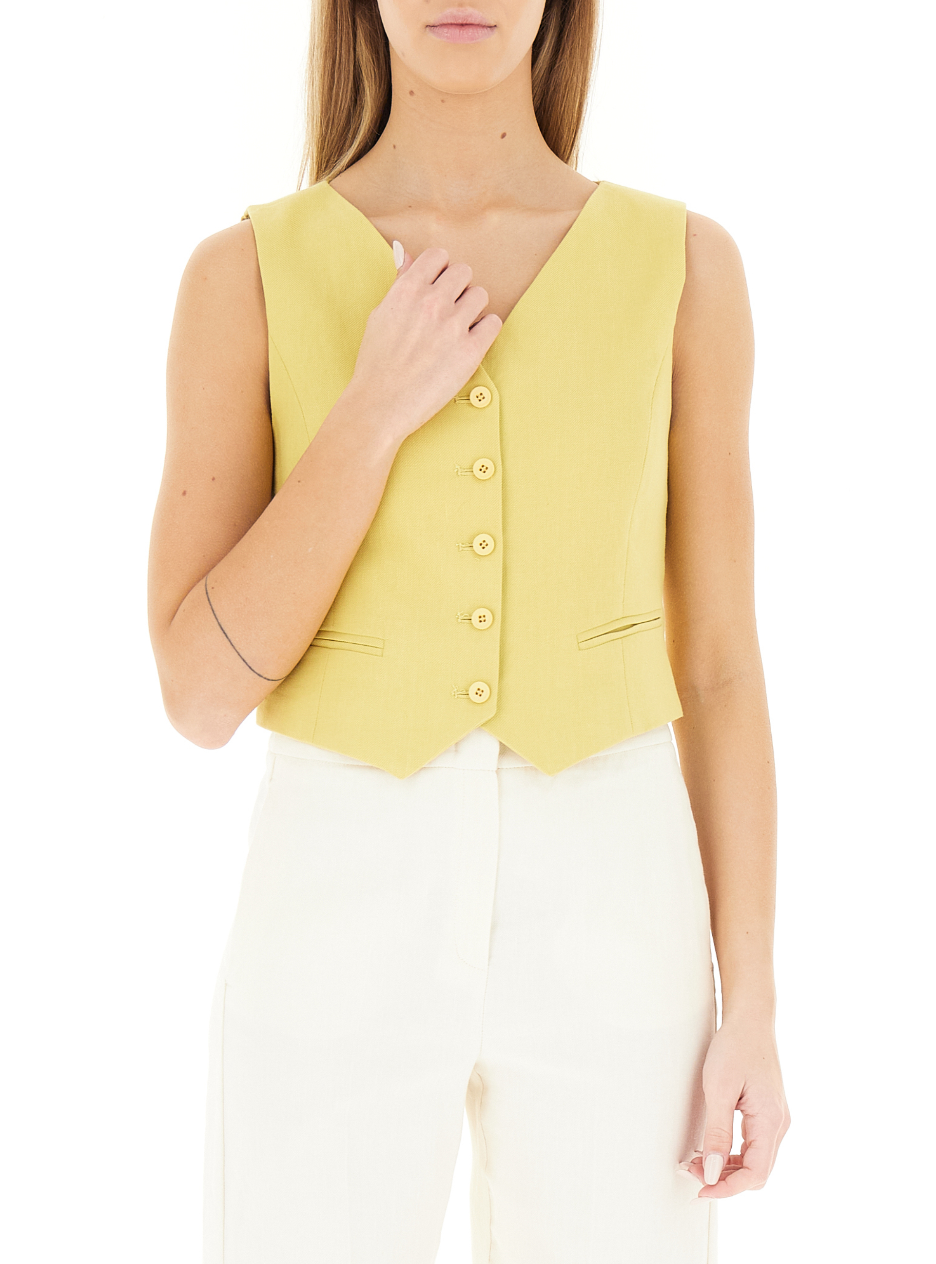 I BLUES Gilet misto lino BANANA 38