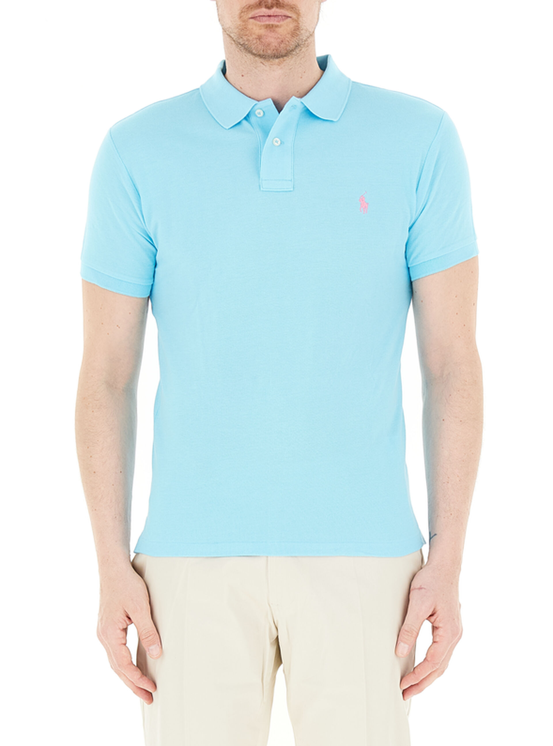 Polo slim cotone POLO AZZURRO