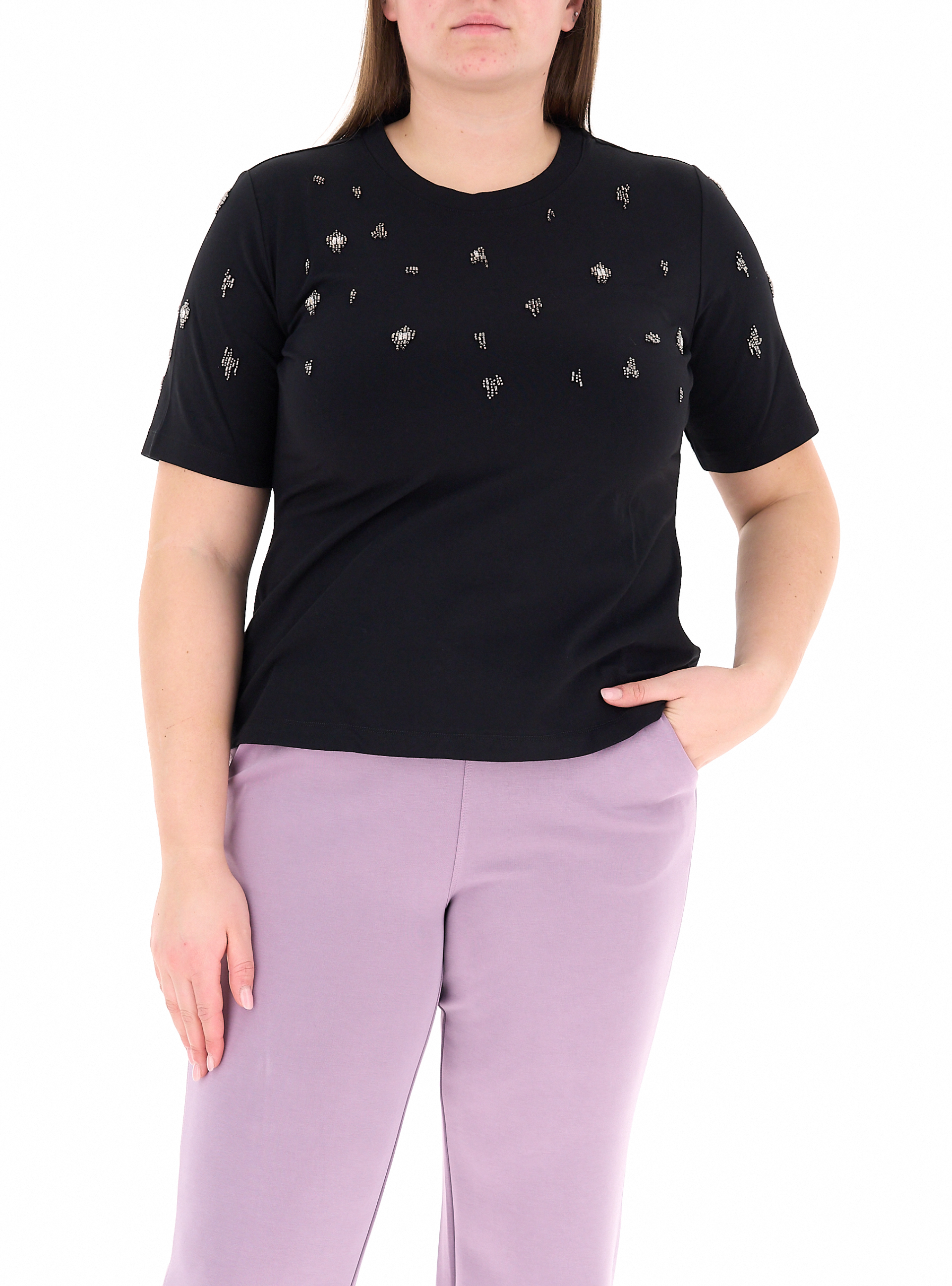 T-shirt con strass NERO