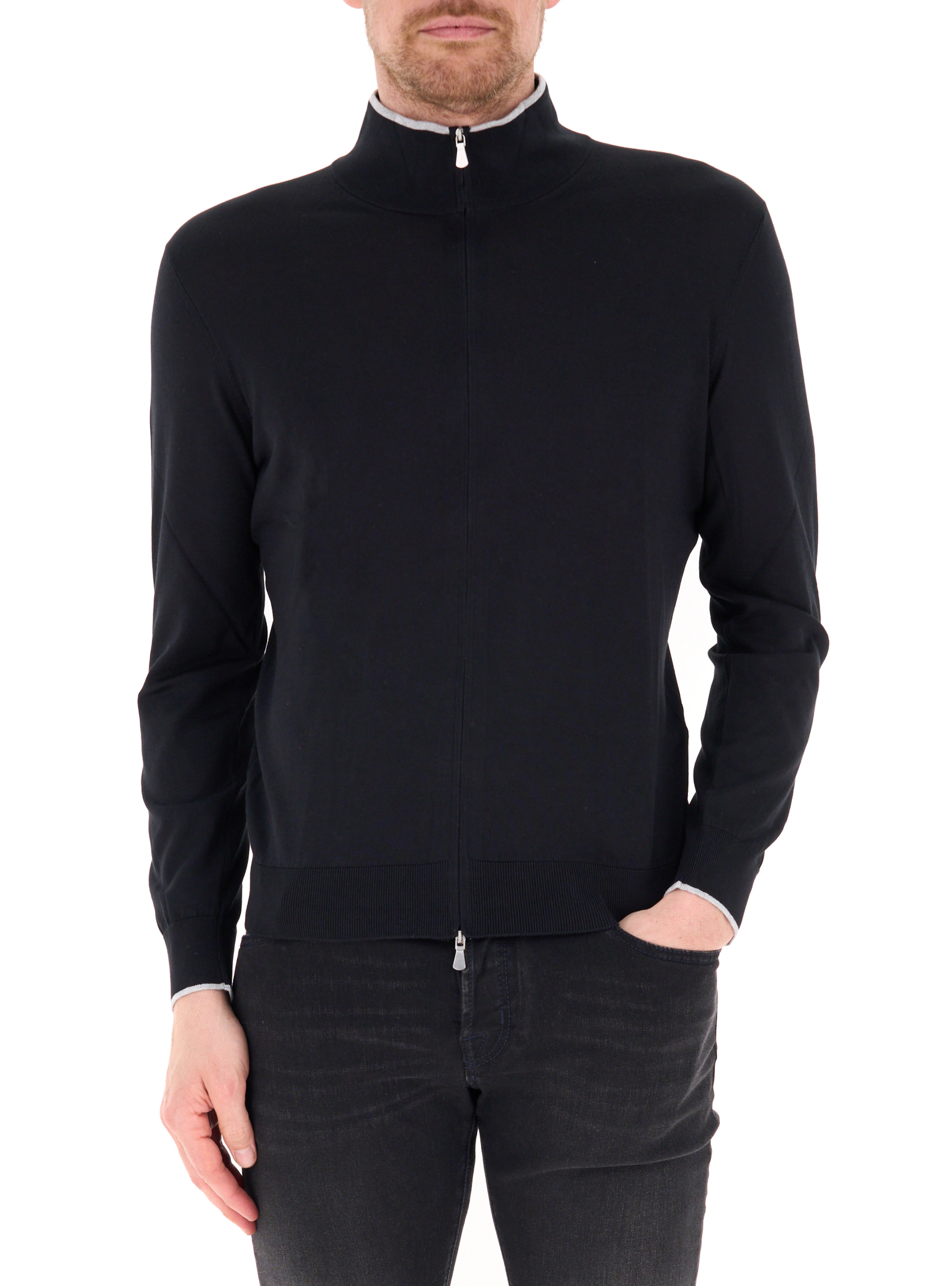GRAN SASSO Cardigan con zip NERO