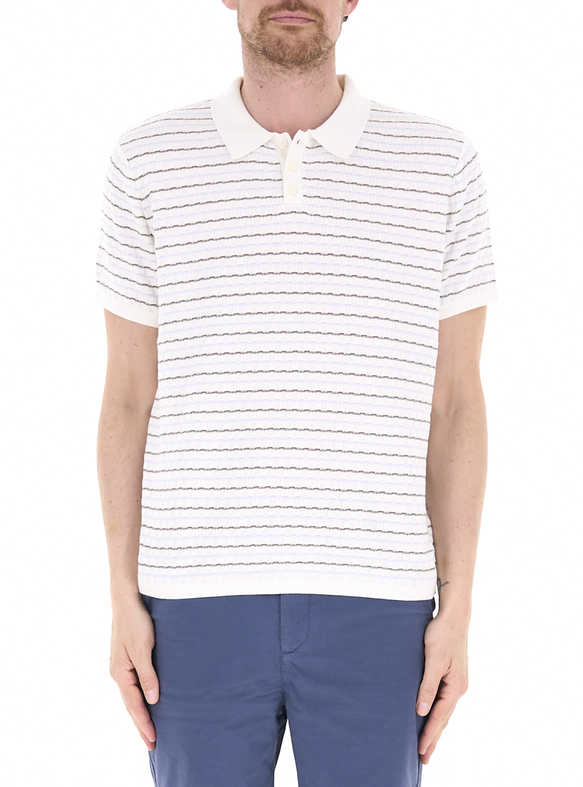 Guess Polo a righe PANNA