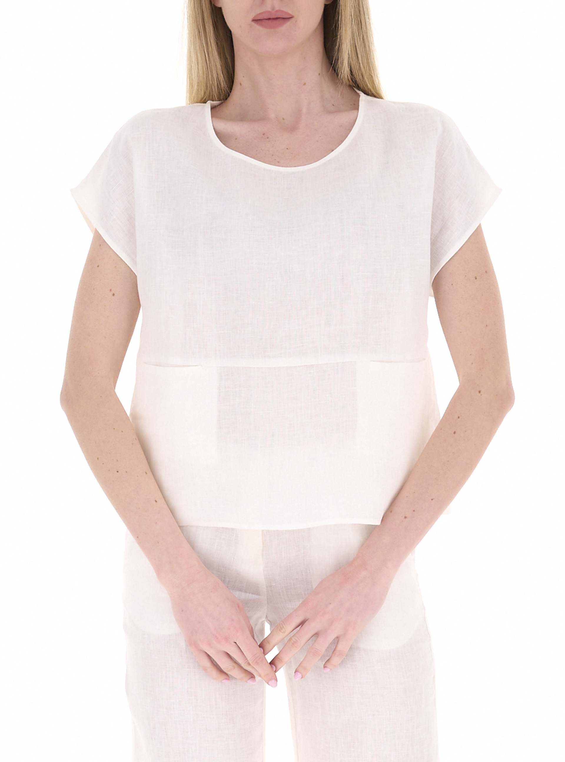 LINKS Blusa in lino PANNA