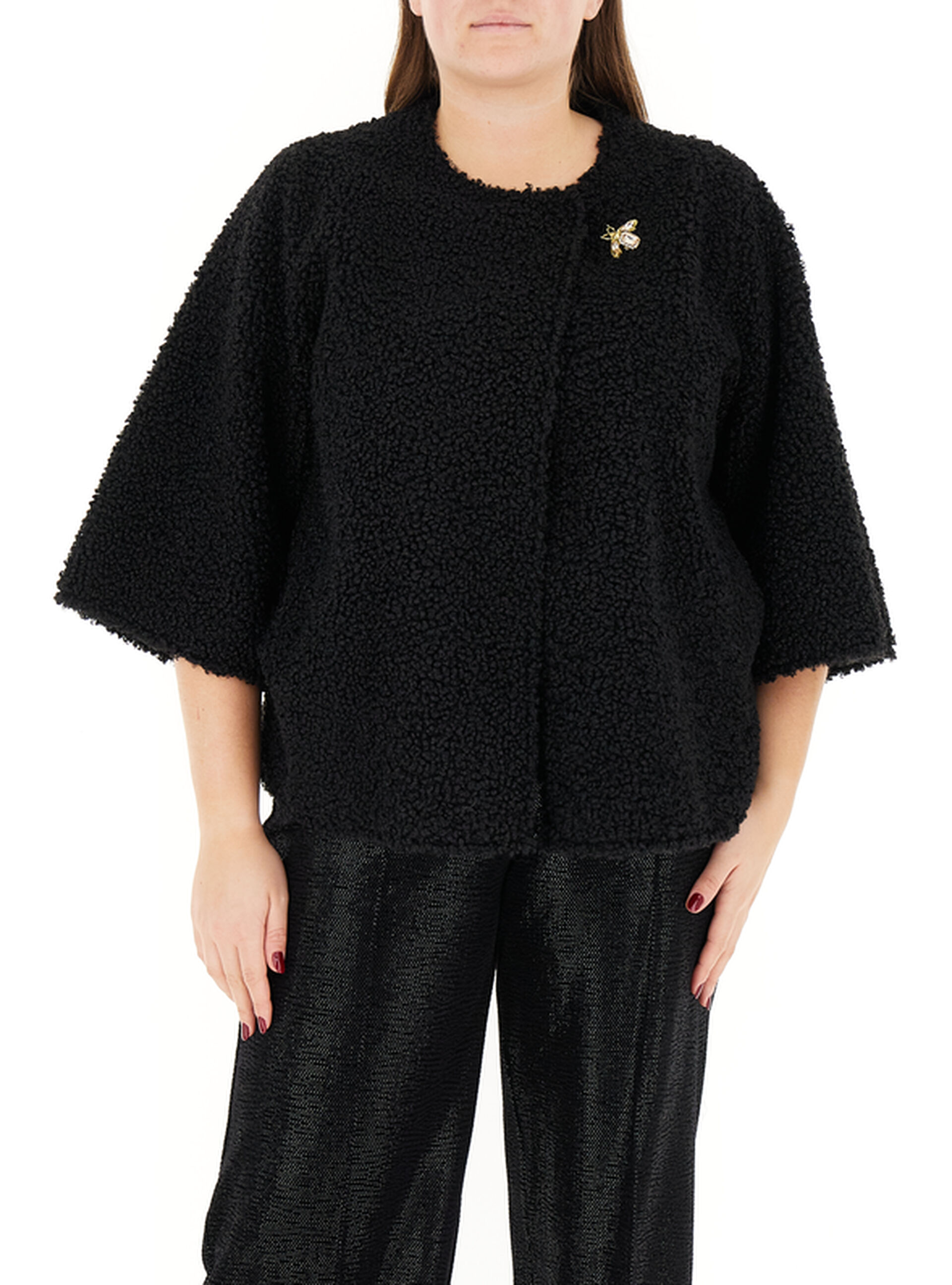 ELENA MIRO' Giacca teddy NERO
