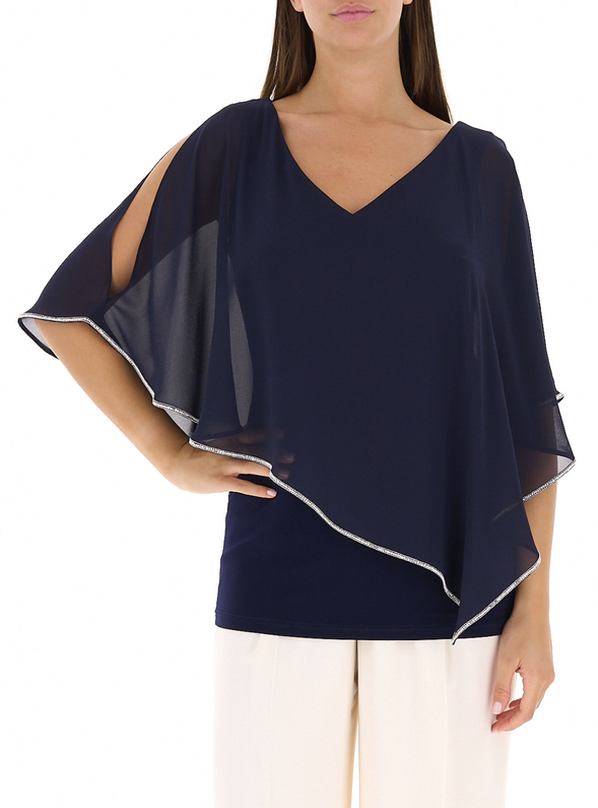 Blusa con strass BLU NAVY 48