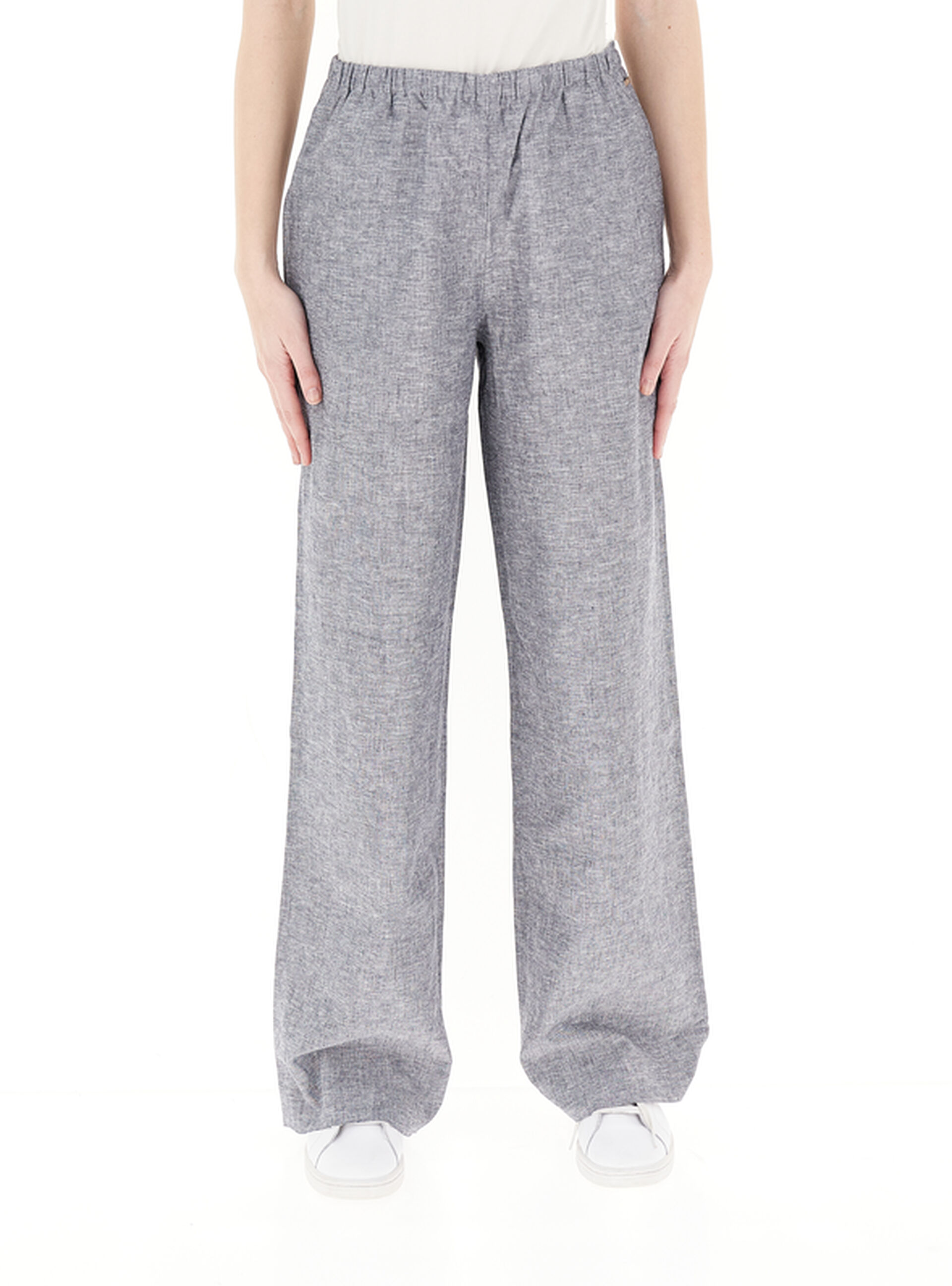 Pantalone misto lino GRIGIO CHIARO