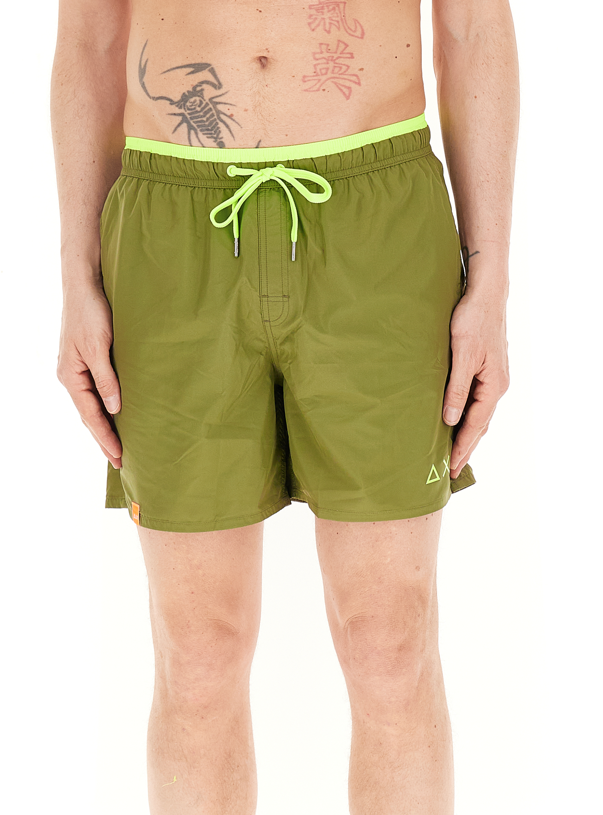 SUN68 Shorts da bagno VERDE OLIVA