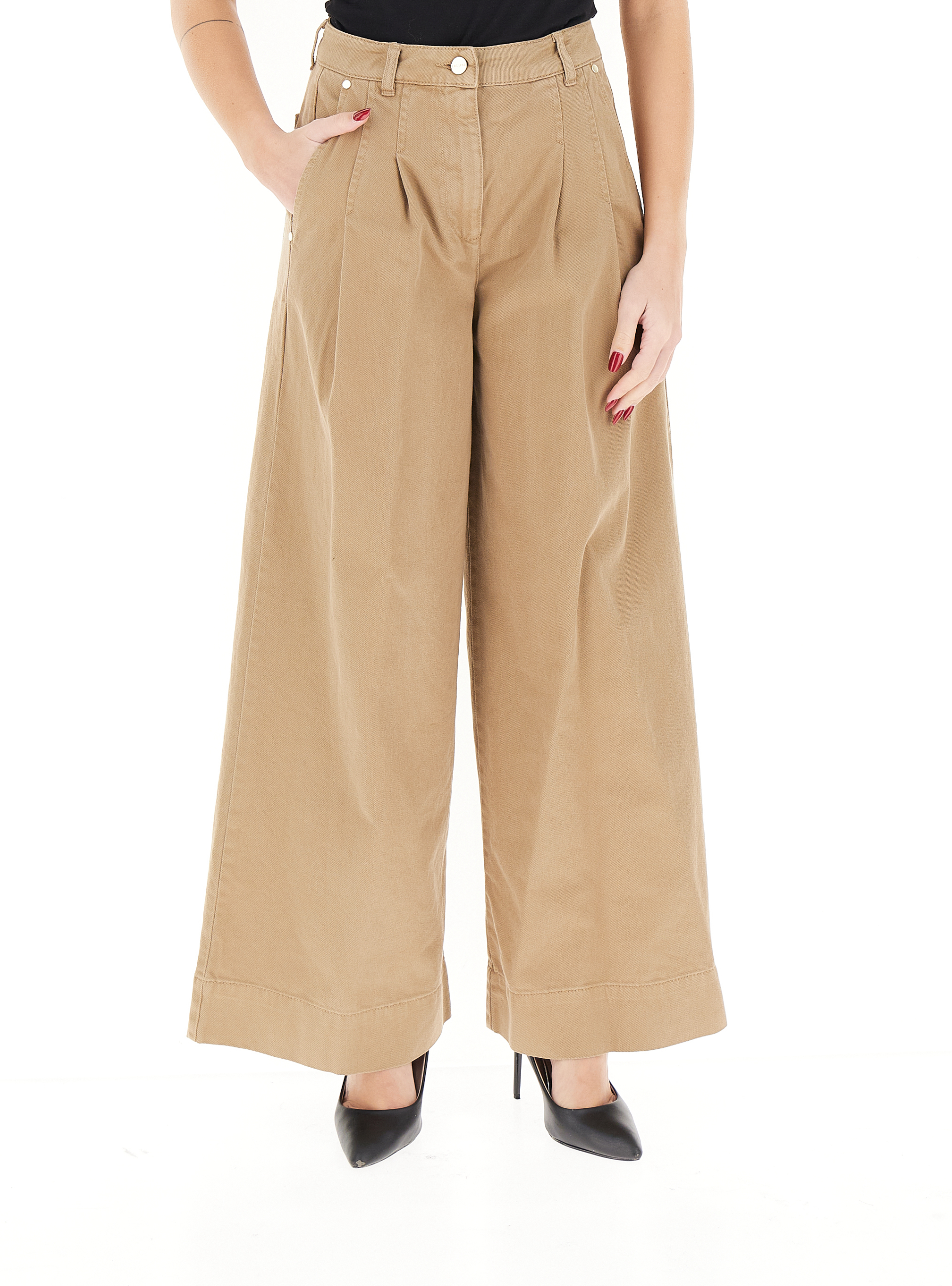 Pantalone wide leg MARRONE CHIARO
