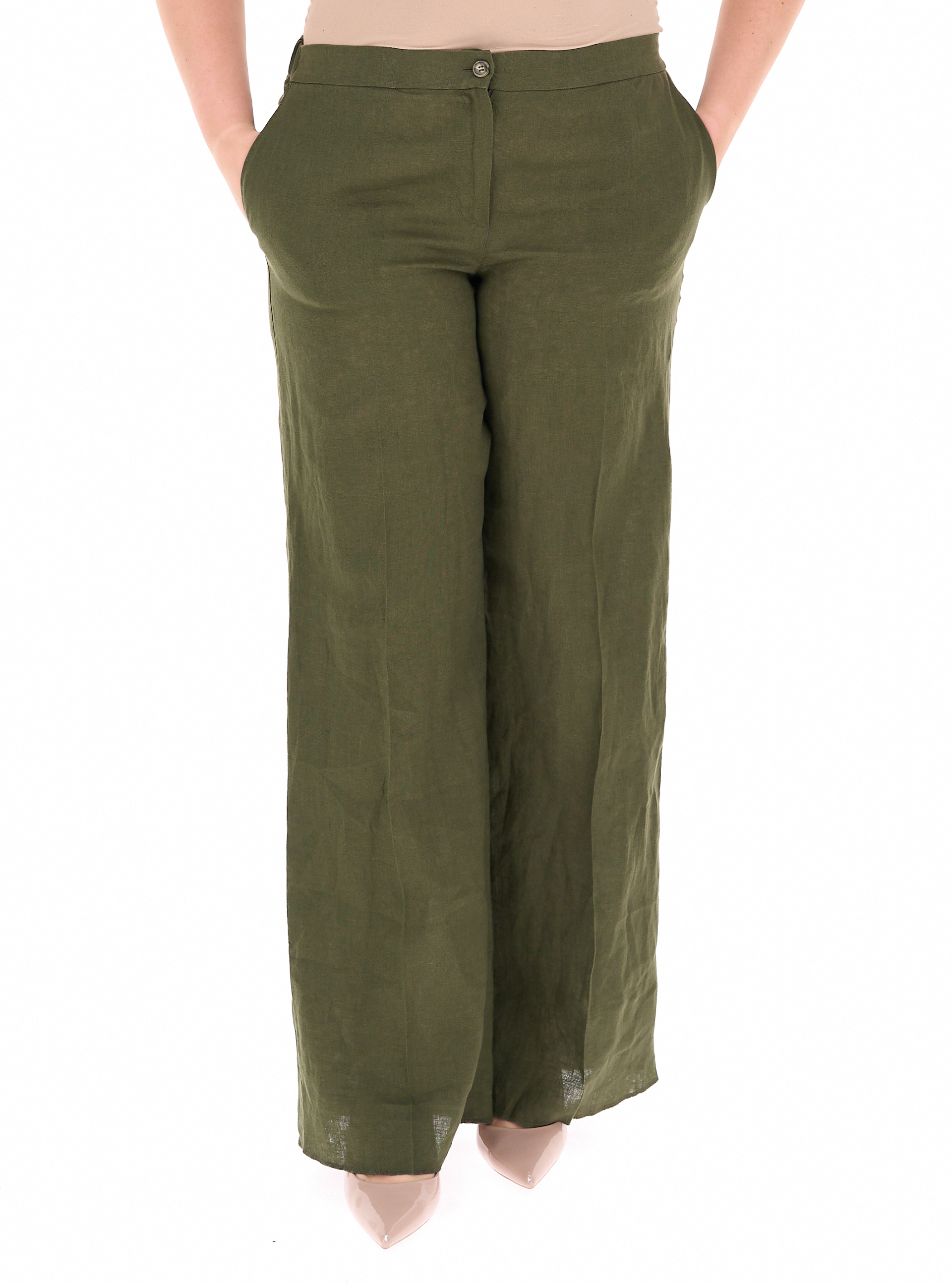 Pantalone in lino VERDE OLIVA 25