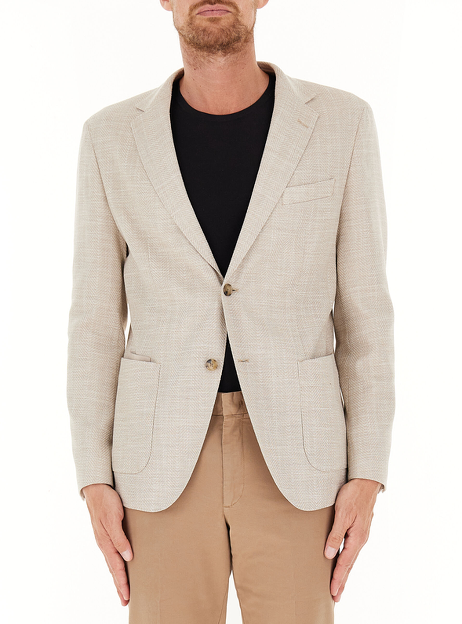 Giacca misto cotone BOSS BEIGE