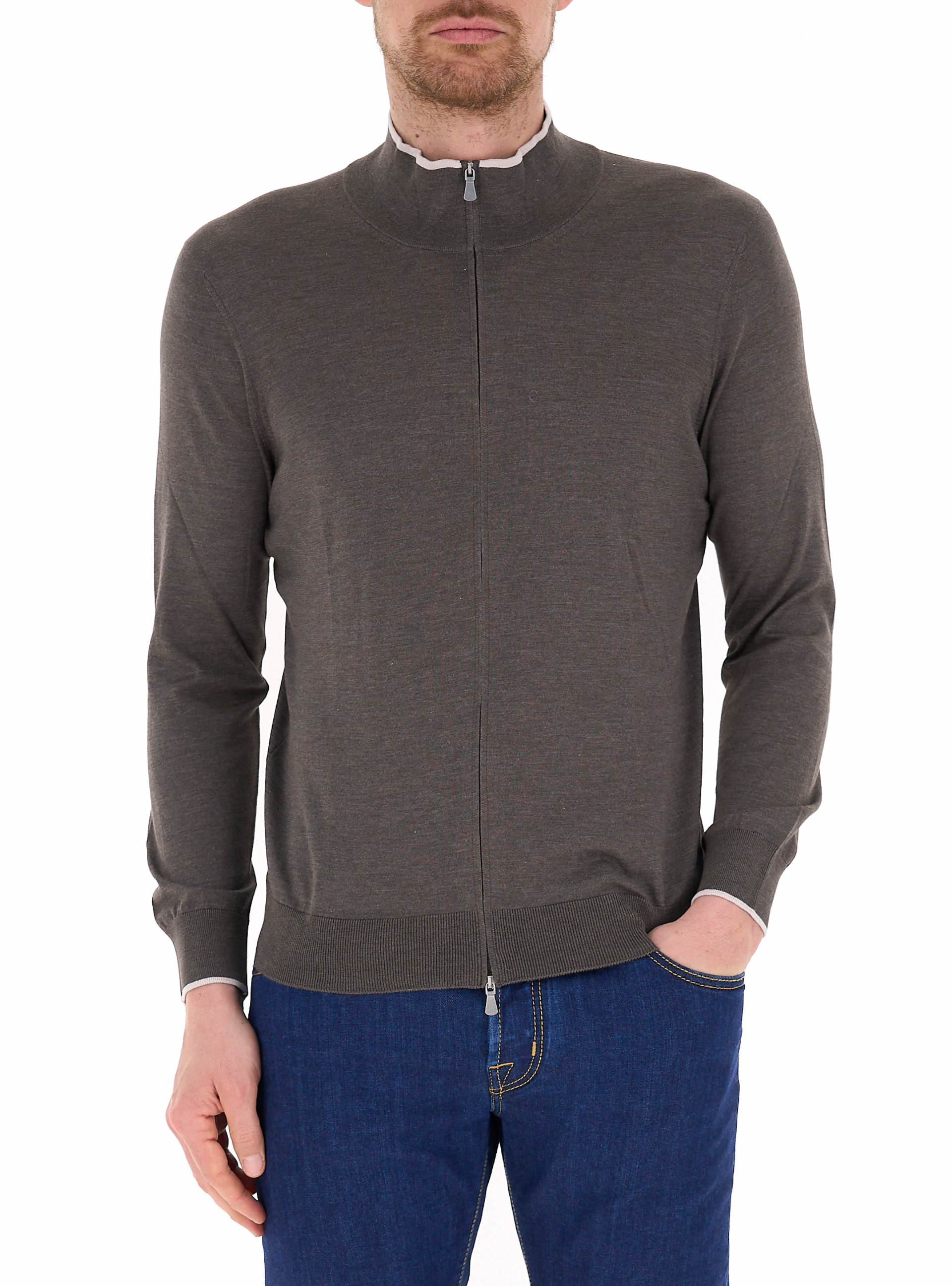 GRAN SASSO Cardigan con zip FANGO