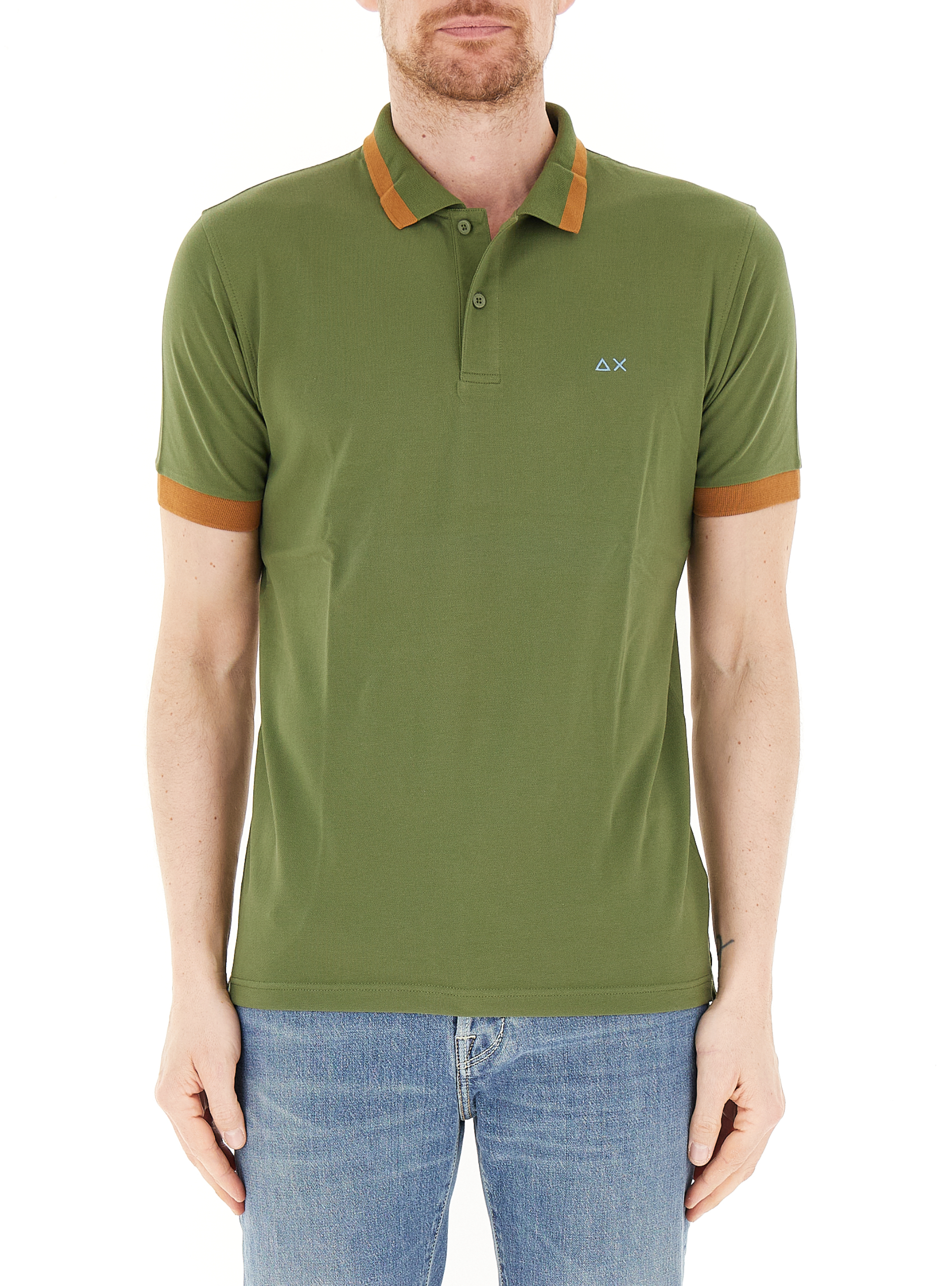 SUN68 Polo in cotone VERDE OLIVA